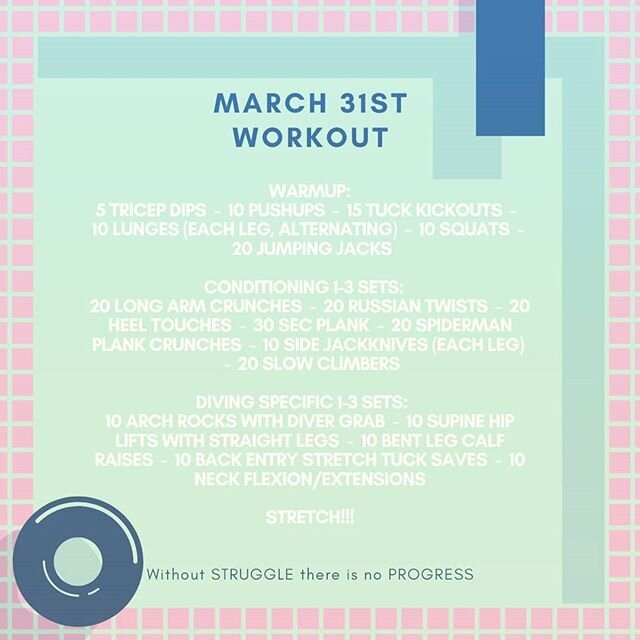 Stay Active and Hydrated!

#pittsburghdivingclub #pittsburgh #pgh #pghsports #divinglife #sports #usa #usadiving #stayactive #stayhome #dryland #covid_19 #athomeworkout #pittsburghdiving #springboarddiving #diversofpittsburgh #diversofinstagram #heal