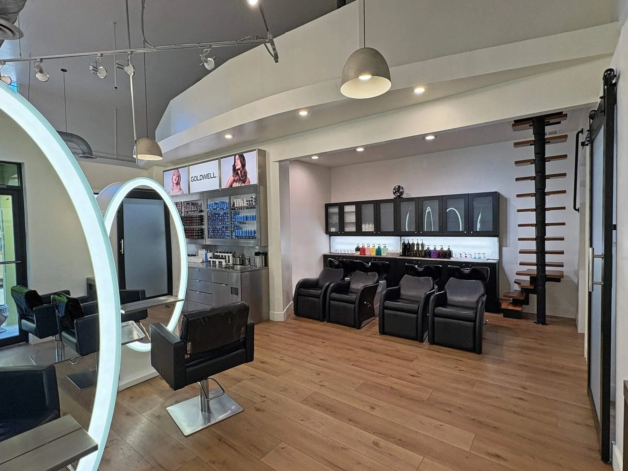Shampoo and color stations at RED Salon & Spa