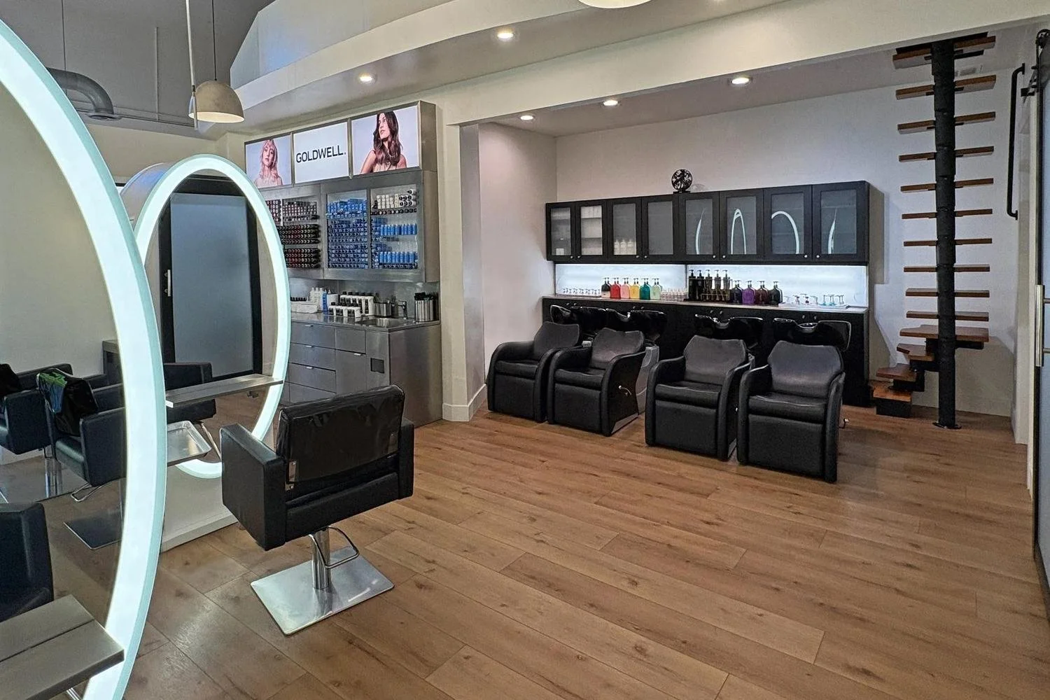 Shampoo and color stations at RED Salon & Spa