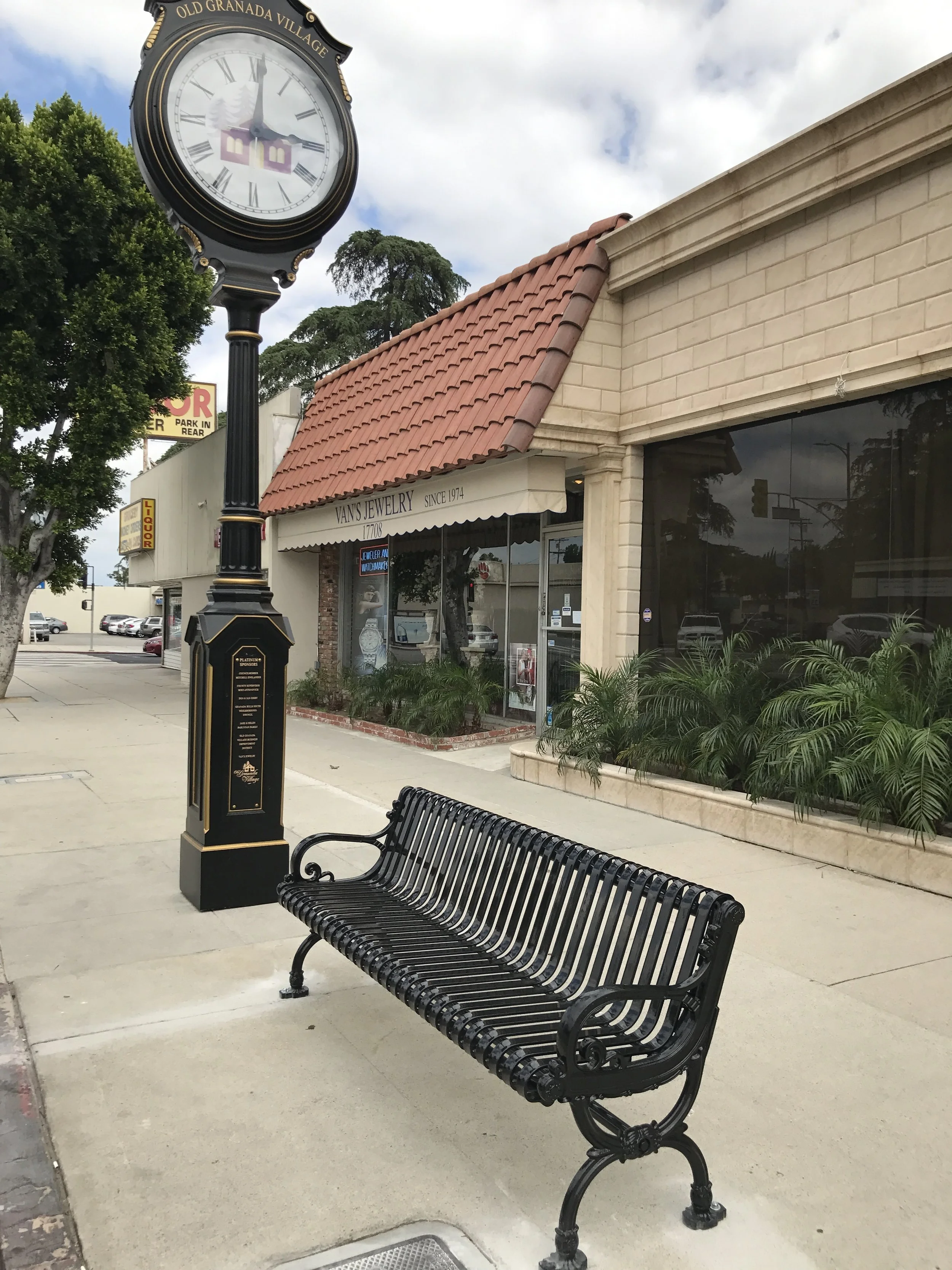 New bench at clock.JPG