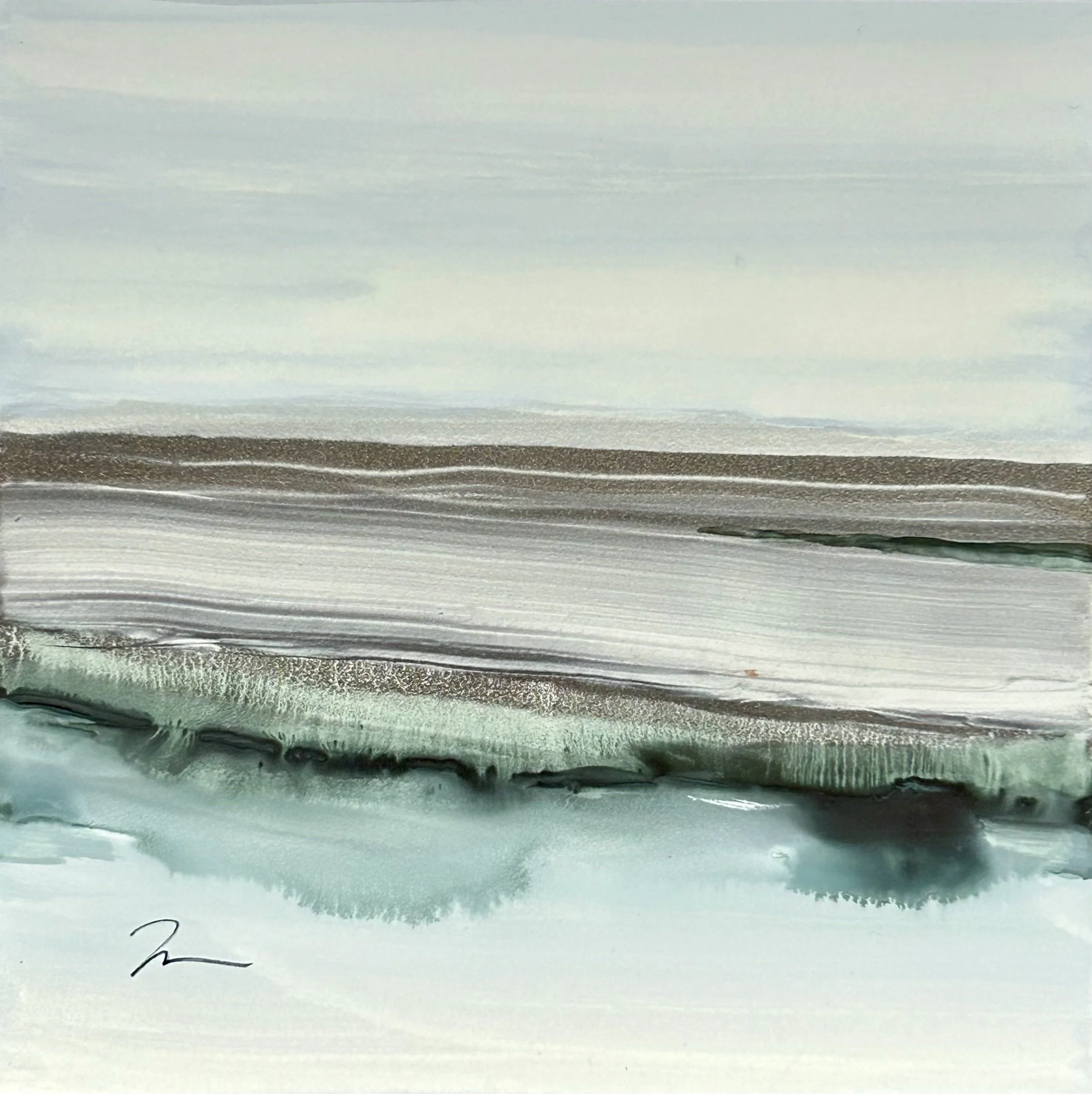 "Shallow Intentions" - watercolor and gouache - 5" x 5"