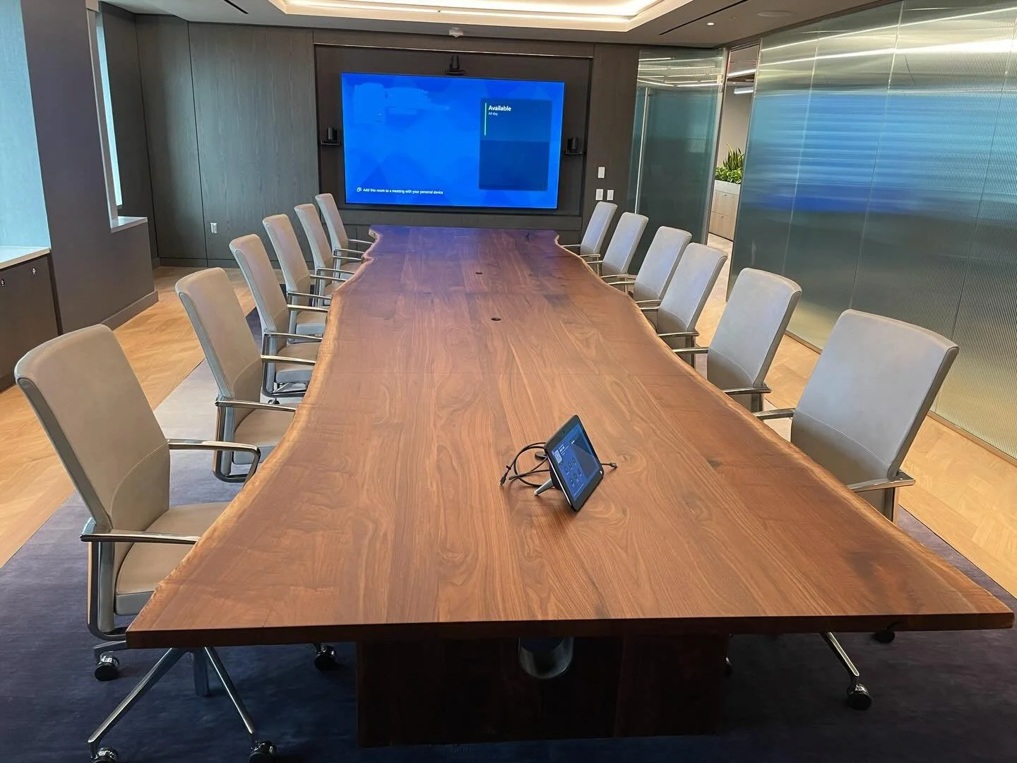 Here&rsquo;s a little black walnut conference table with live-edge and integrated power. Built and delivered last fall. 
66&rdquo; wide x 20 feet long 😍