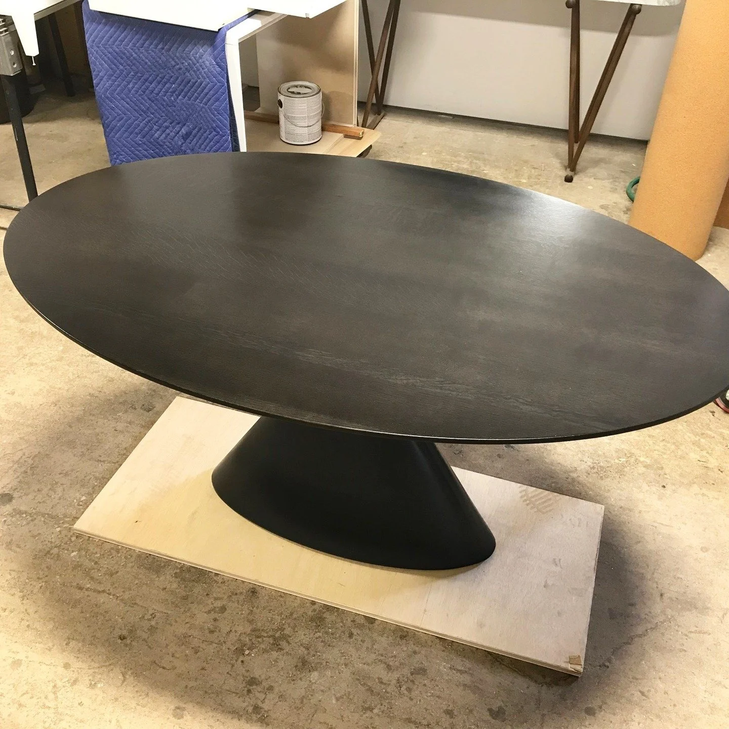 A table a day....Day 10. Oval table and base in blackened oak.