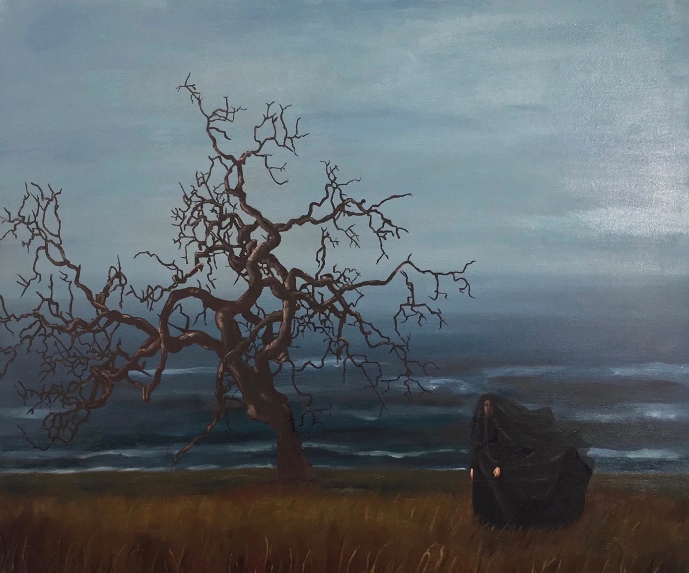 Death and the Maiden (Tiny Hands), 2017, oil on canvas, 30" x 36"