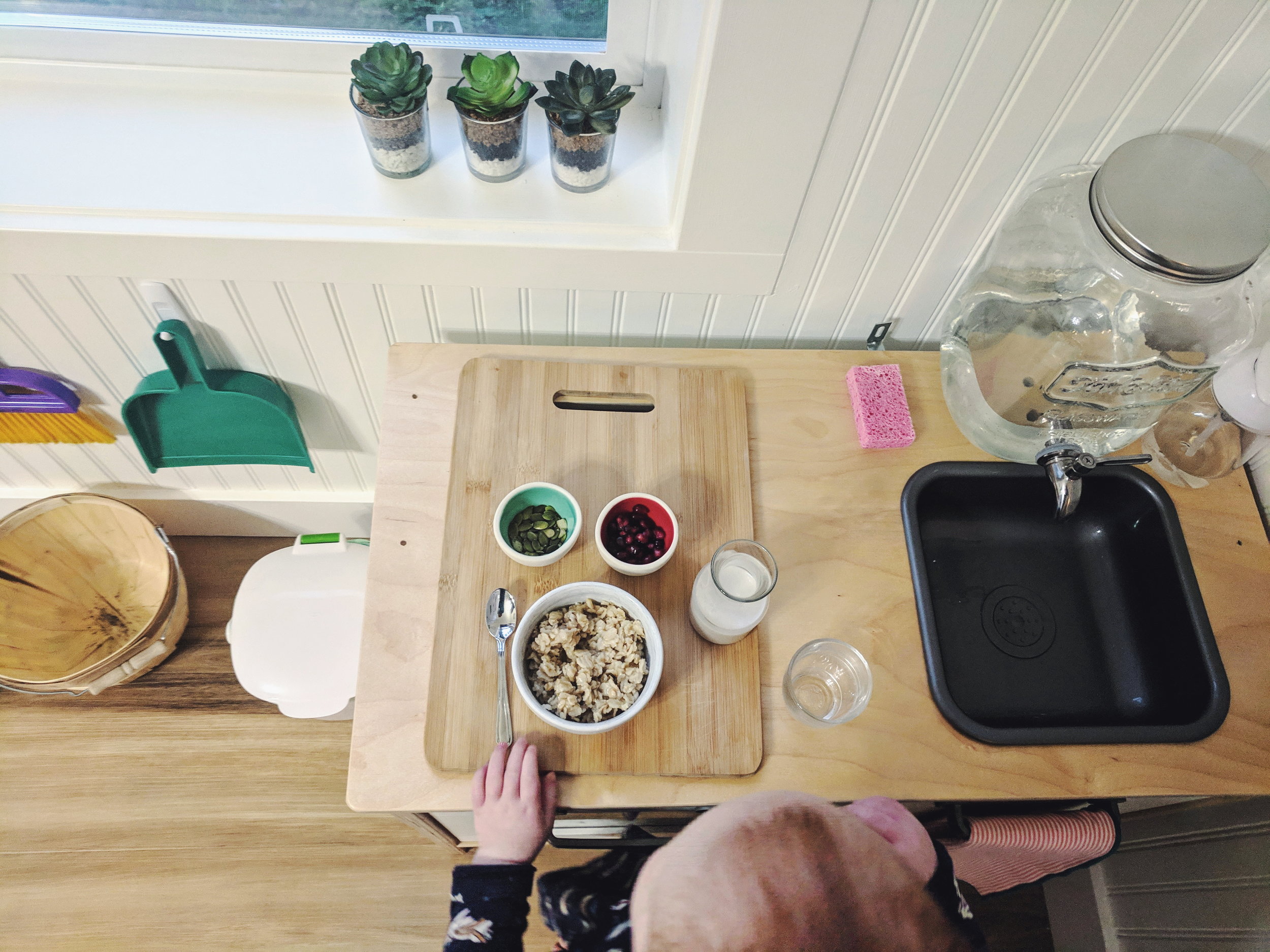 My toddler's functional kitchen and snack station