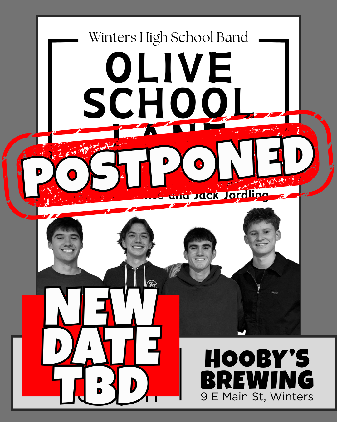POSTPONED: Live Music by Olive School Lane