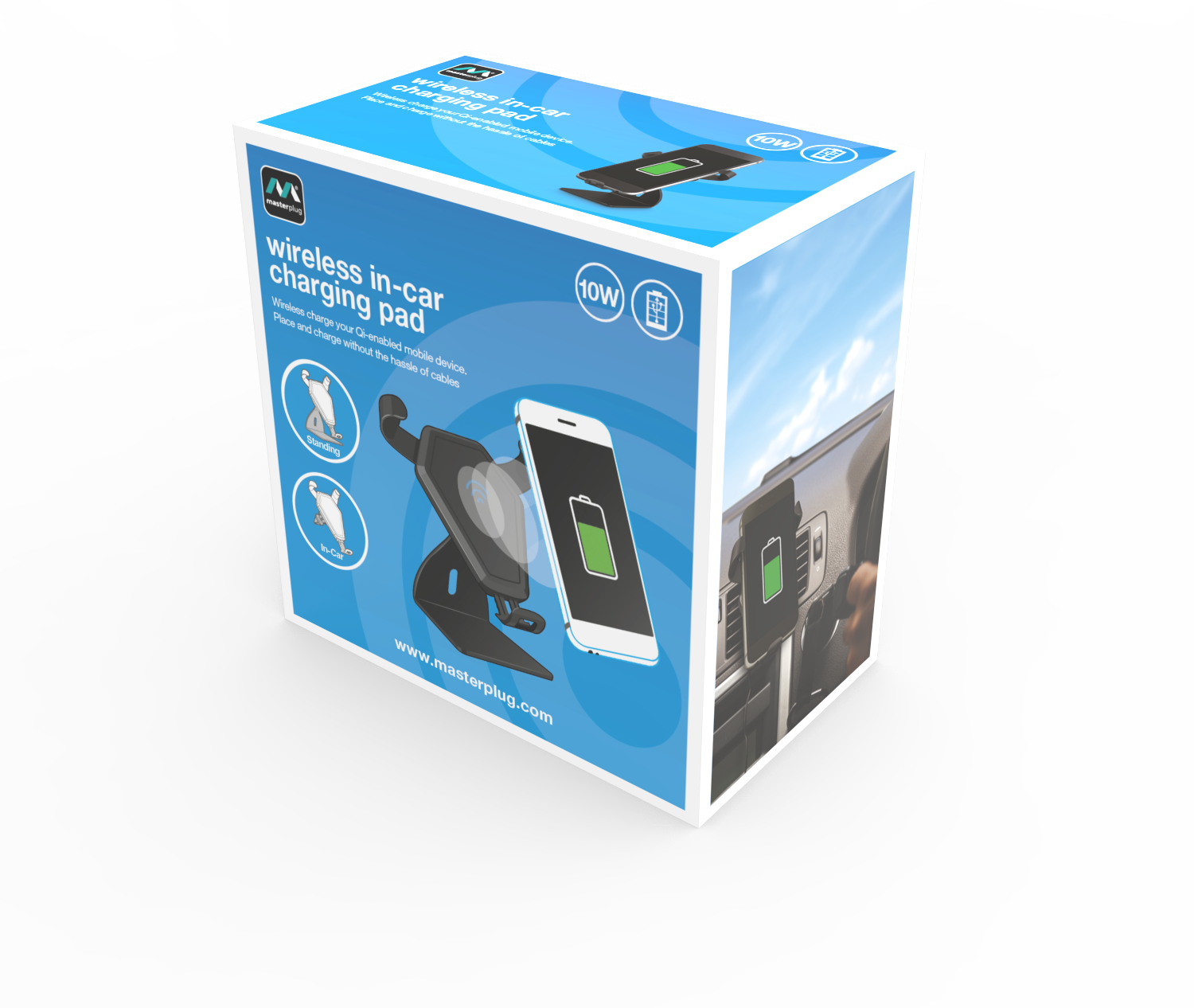 10W Masterplug Wireless Charger Packaging - Front View