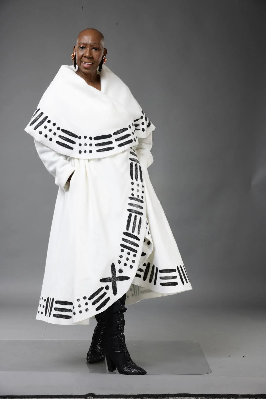MudCloth Border Block-Printed Circle Coat