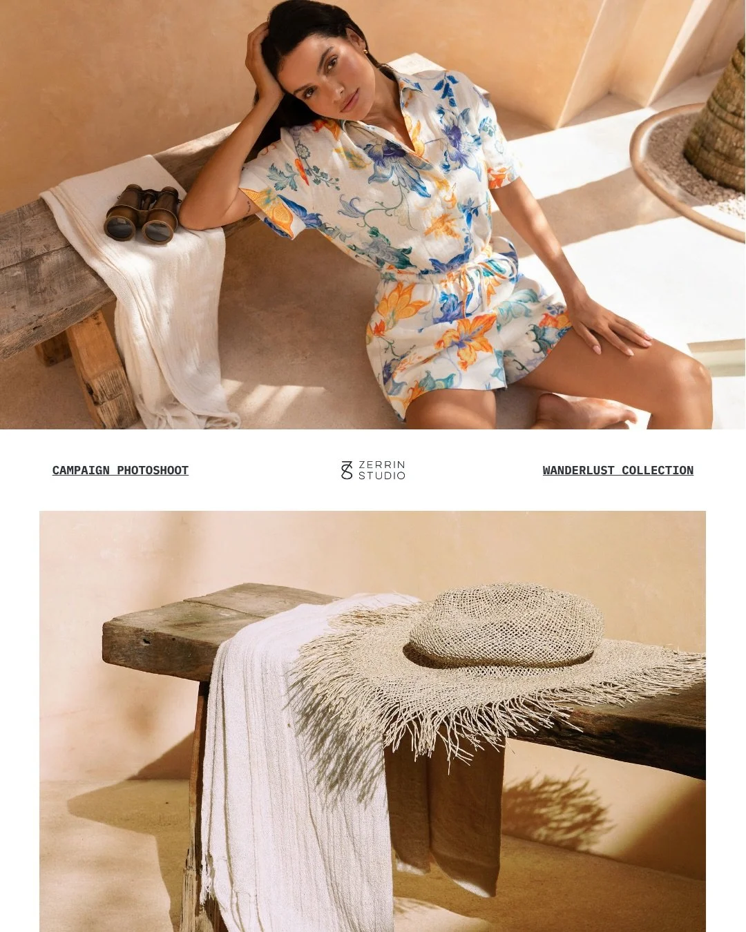 Final campaign shoot for @summerythelabel&rsquo;s Wanderlust Collection, inspired by warmth, escape, and effortless dressing through relaxed silhouettes and sun-warmed details. ☀️🤍

Production by: @zerrin_studio 
Photographer &amp; director: @susann