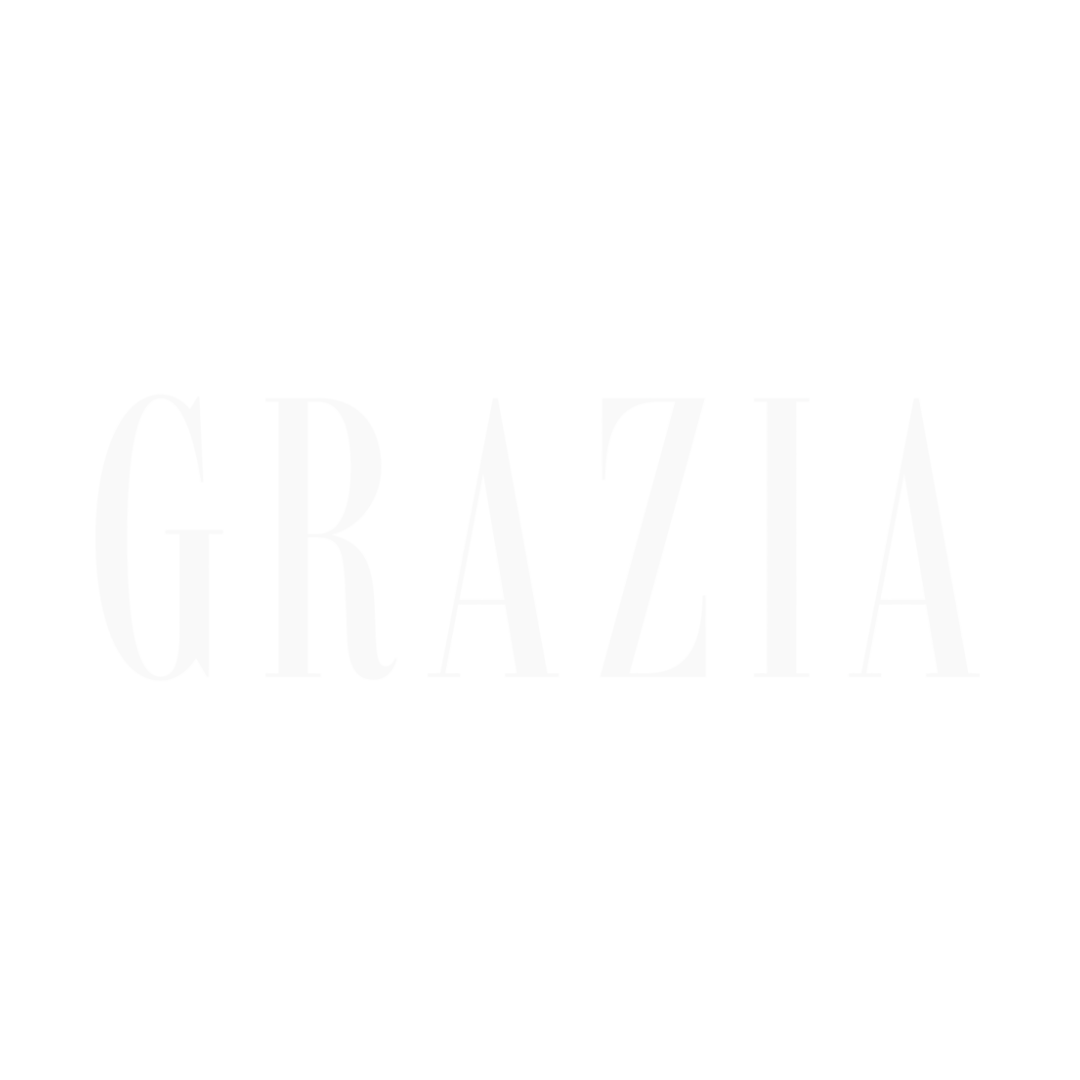 Black background with the white text "GRAZIA" in large, stylized letters.