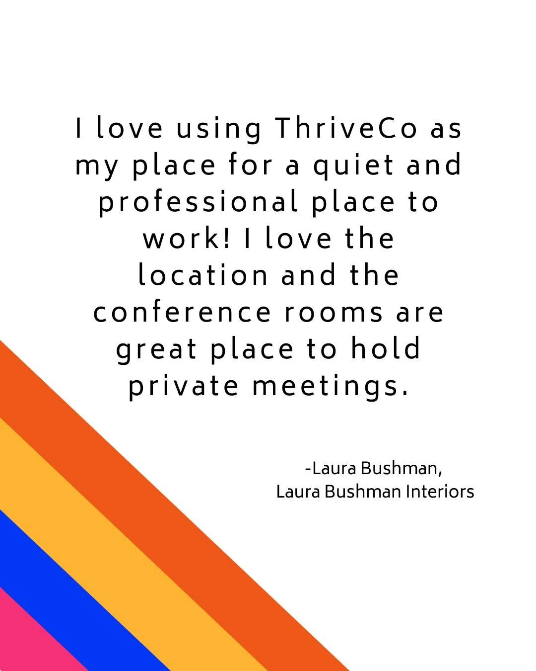 Thank you, Laura Bushman, founder of @laurabushmaninteriors, for the amazing review! Our community wouldn't be the same without your passion, kindness, and sense of humor. Thanks for choosing ThriveCo! ✨
.
.
.
.
.
#testimonialtuesday #memberfeedback 