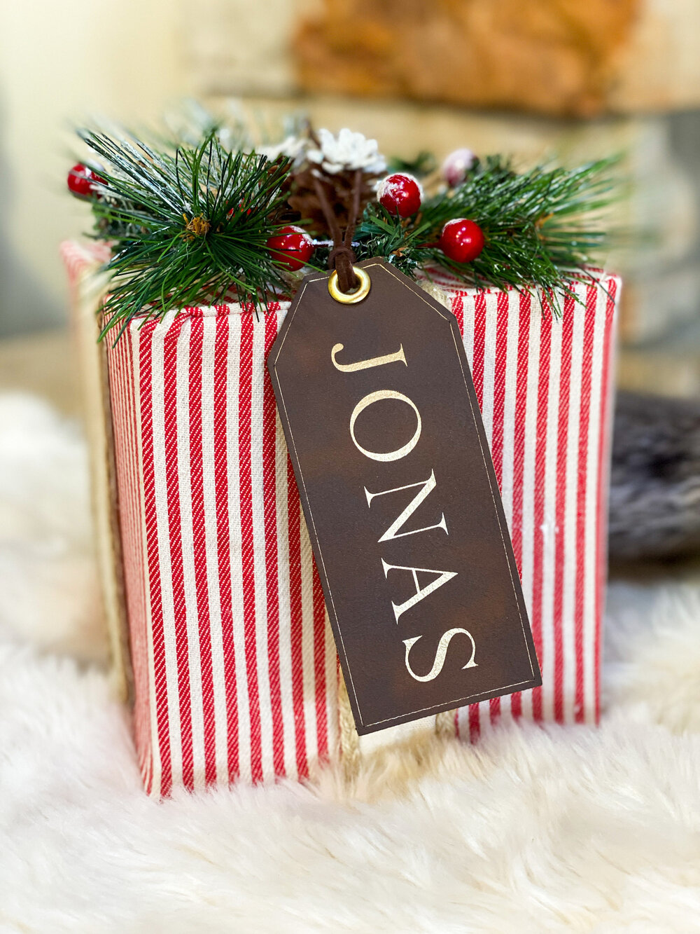 Christmas Stocking Tags, Stocking Name Tags, Leather Name Tags