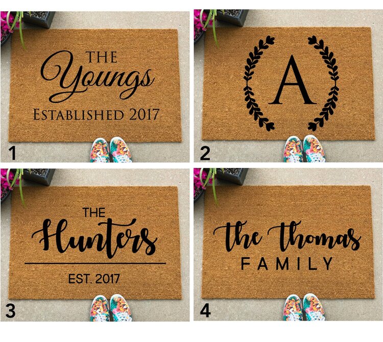 LARGE Custom Family Welcome Mat — Black Butterfly