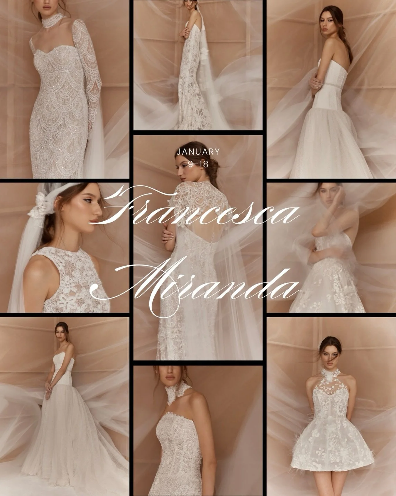 F R A N C E S C A  M I R A N D A ~ The @francescamirandabridal ROSAS Collection is returning to SPINA Bride January 9&ndash;18.

This is for the bride who wants something special: romantic but modern, detailed but effortless. These gowns are the kind