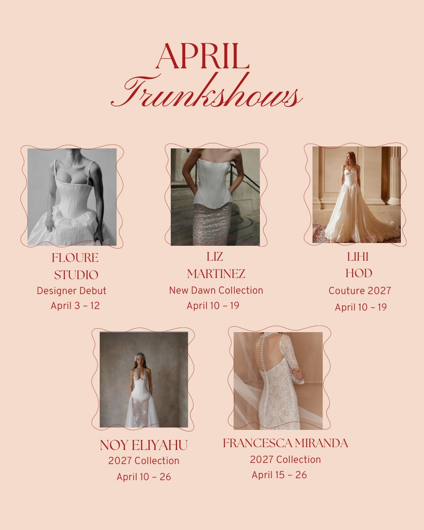 N Y B F M ~ New York Bridal Fashion Month is Upon Us&hellip; 🤍

This April, step into a world of firsts. Discover our designers&rsquo; newly released 2027 collections, fresh from the NYBFW runways, before anyone else.

Appointments this month are re
