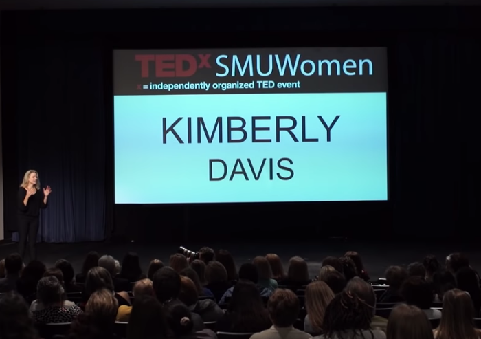 Kimberly speaking at the SMU-sponsored TEDx conference in June, 2015. https://www.youtube.com/watch?v=PgCBVGBHGx4