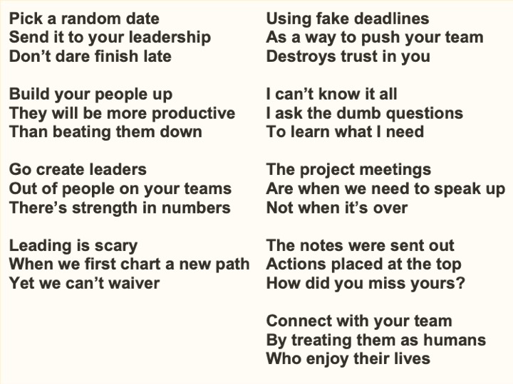 A sampling of Bob’s Haikus.