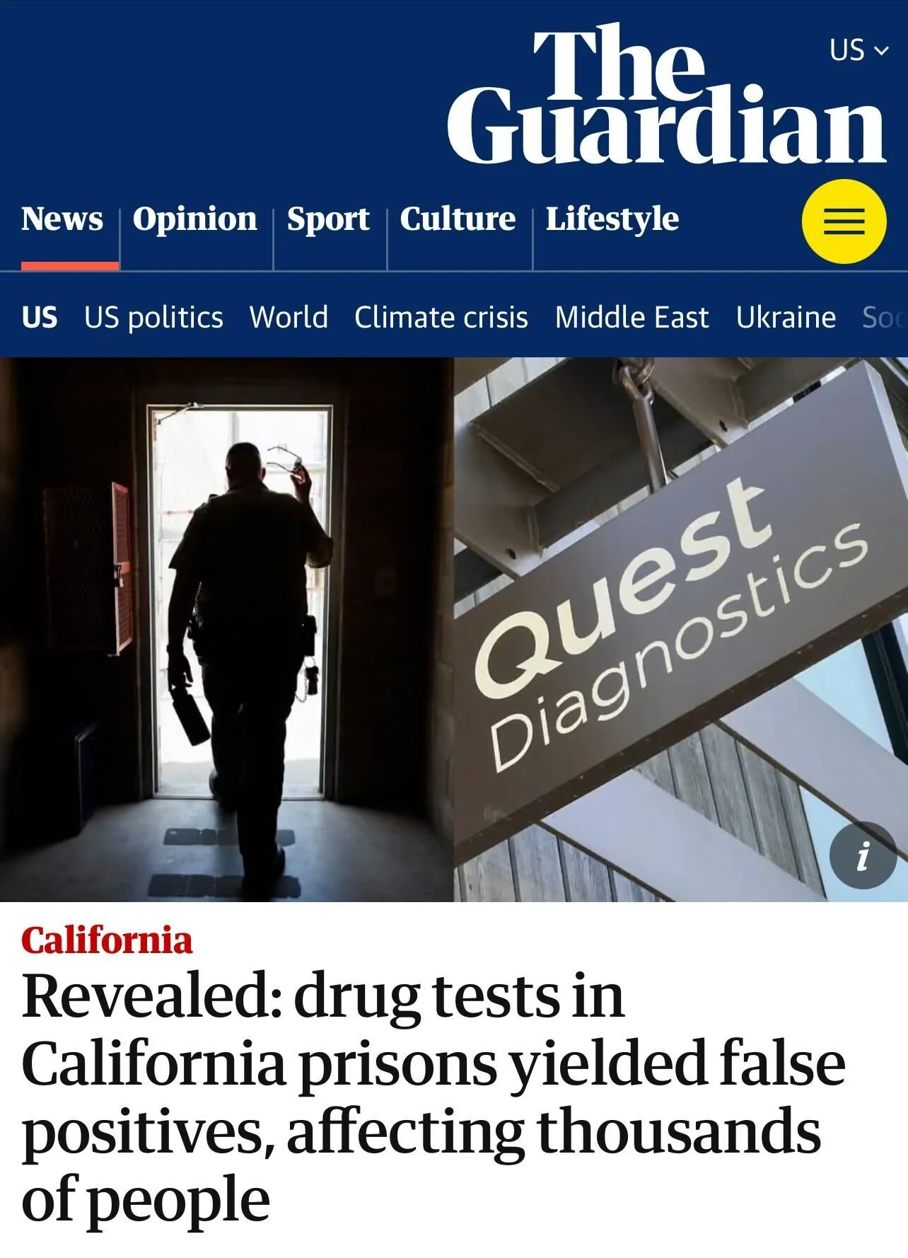 Revealed: drug tests in California prisons yielded false positives, affecting thousands of people