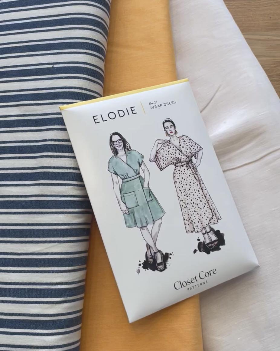 🪡🧵Come by and pick up a wrap dress pattern from @closetcorepatterns &mdash; The Elodie pattern is perfect for the summer! We have the perfect cottons to make this dress that are beautiful, lightweight, and breathable! 

👏Here are some suggestions 