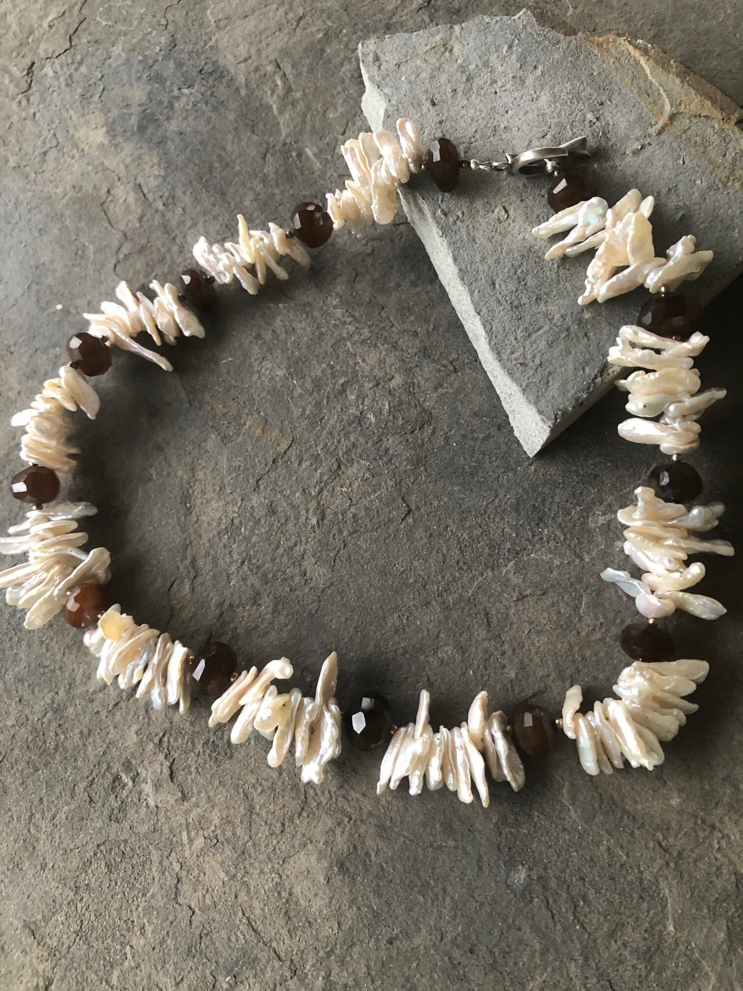 Pearls & Tomato Chalcedony Necklace 3.jpg