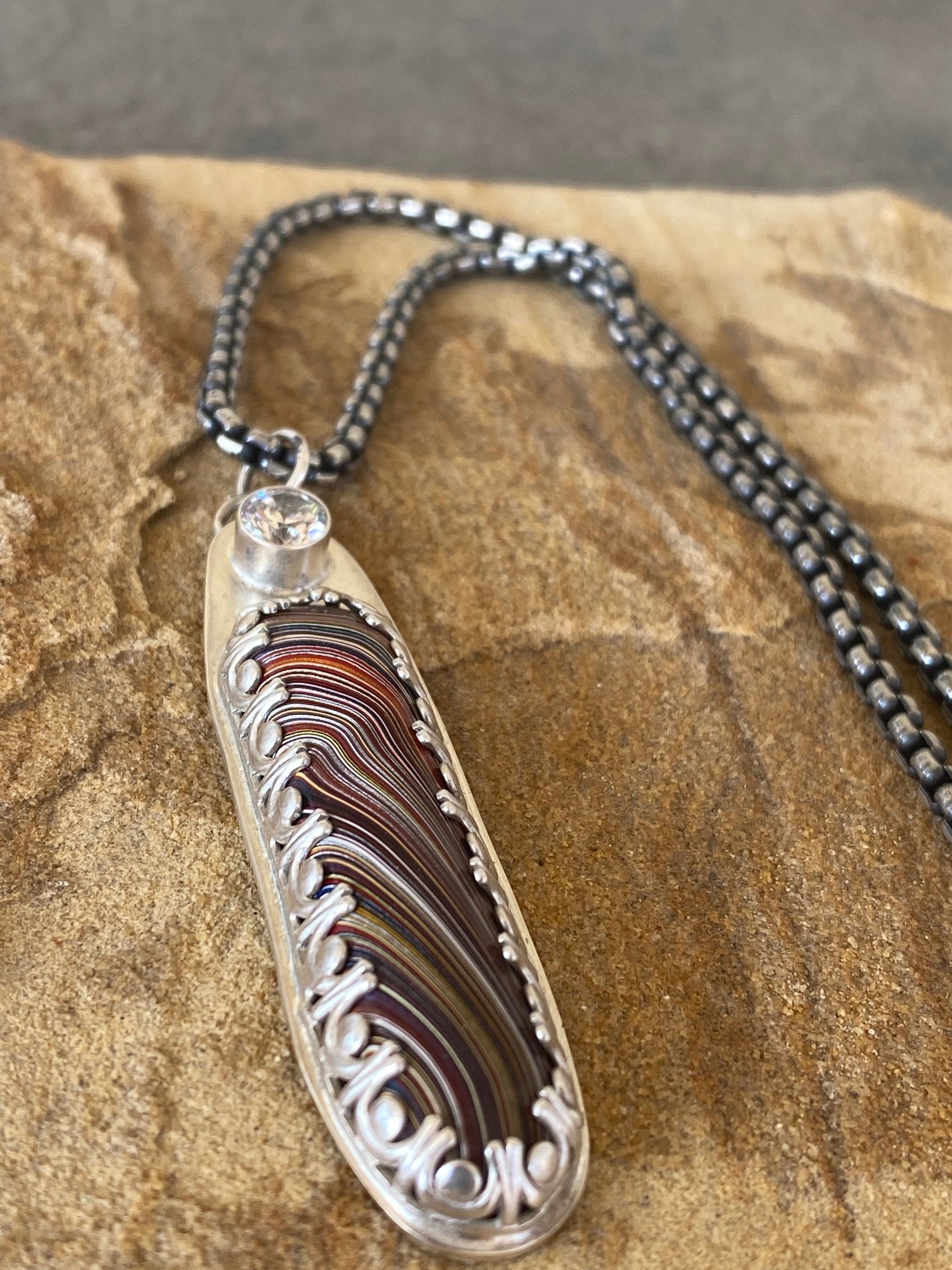 Corvette Fordite and Crystal Necklace - 2.jpg
