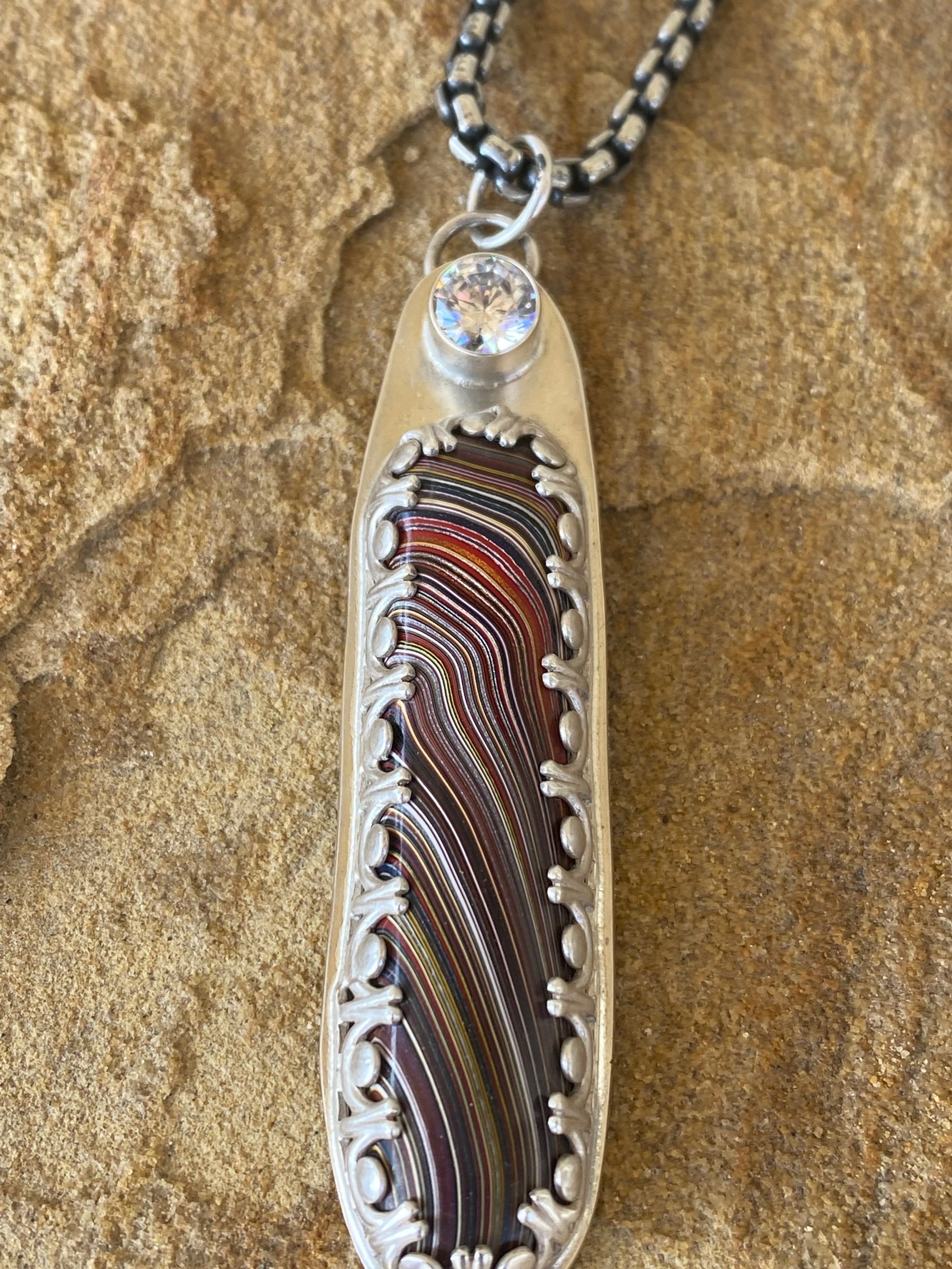 Corvette Fordite and Crystal Necklace - 3.jpg