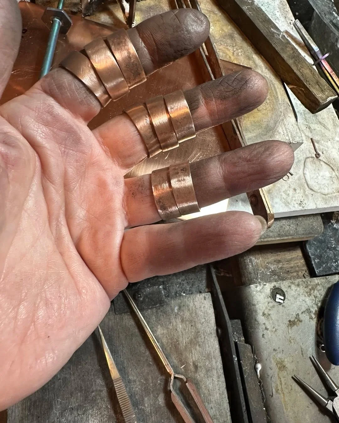 Copper! Handmade rings coming with me to Handmade Omaha this weekend! 

@handmadeomaha 
www.whirlsofpearls.com 
#copperjewelry