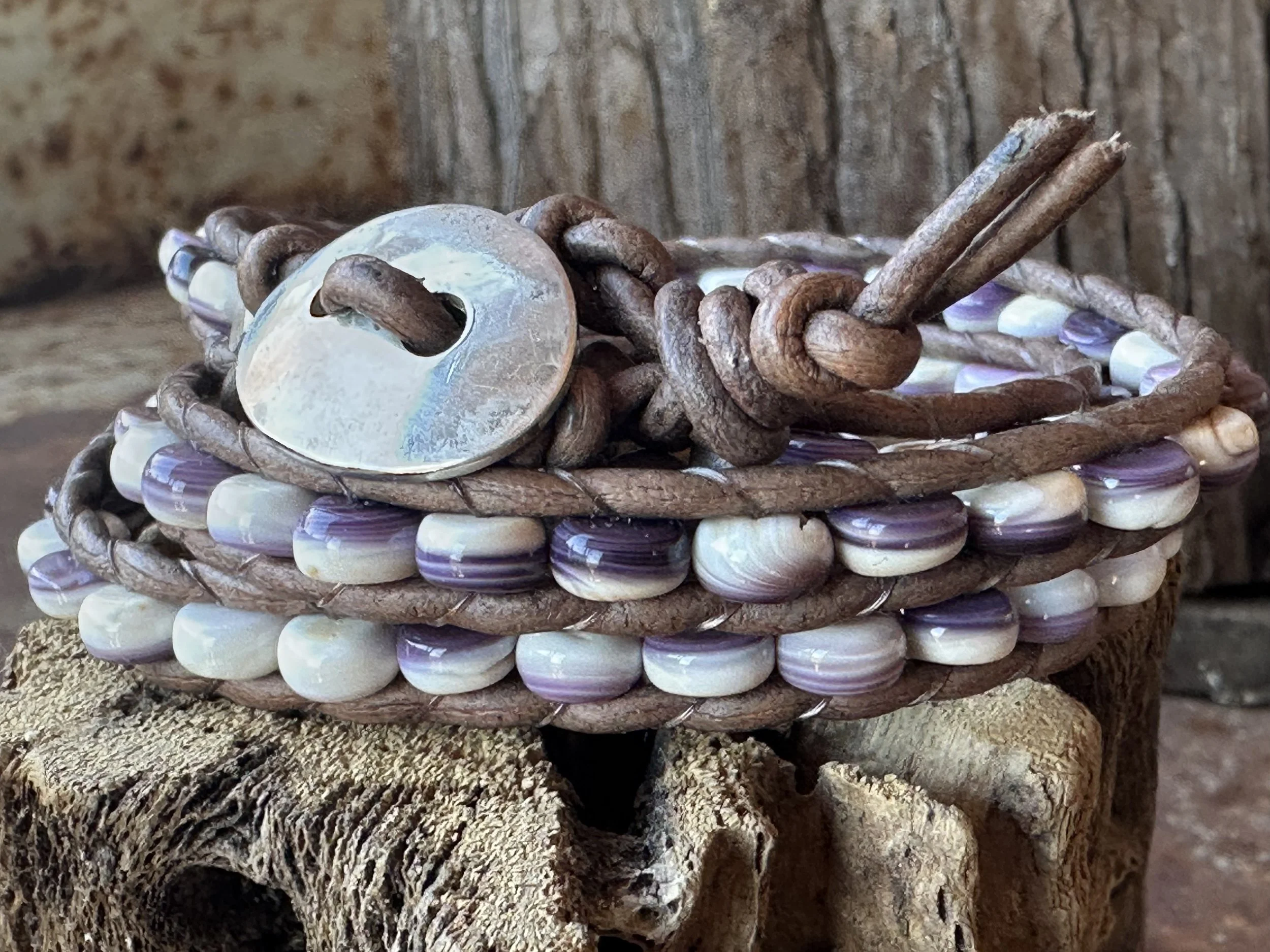 Handmade Wampum Shell Triple Wrap Bracelet 3 - 2026.jpg