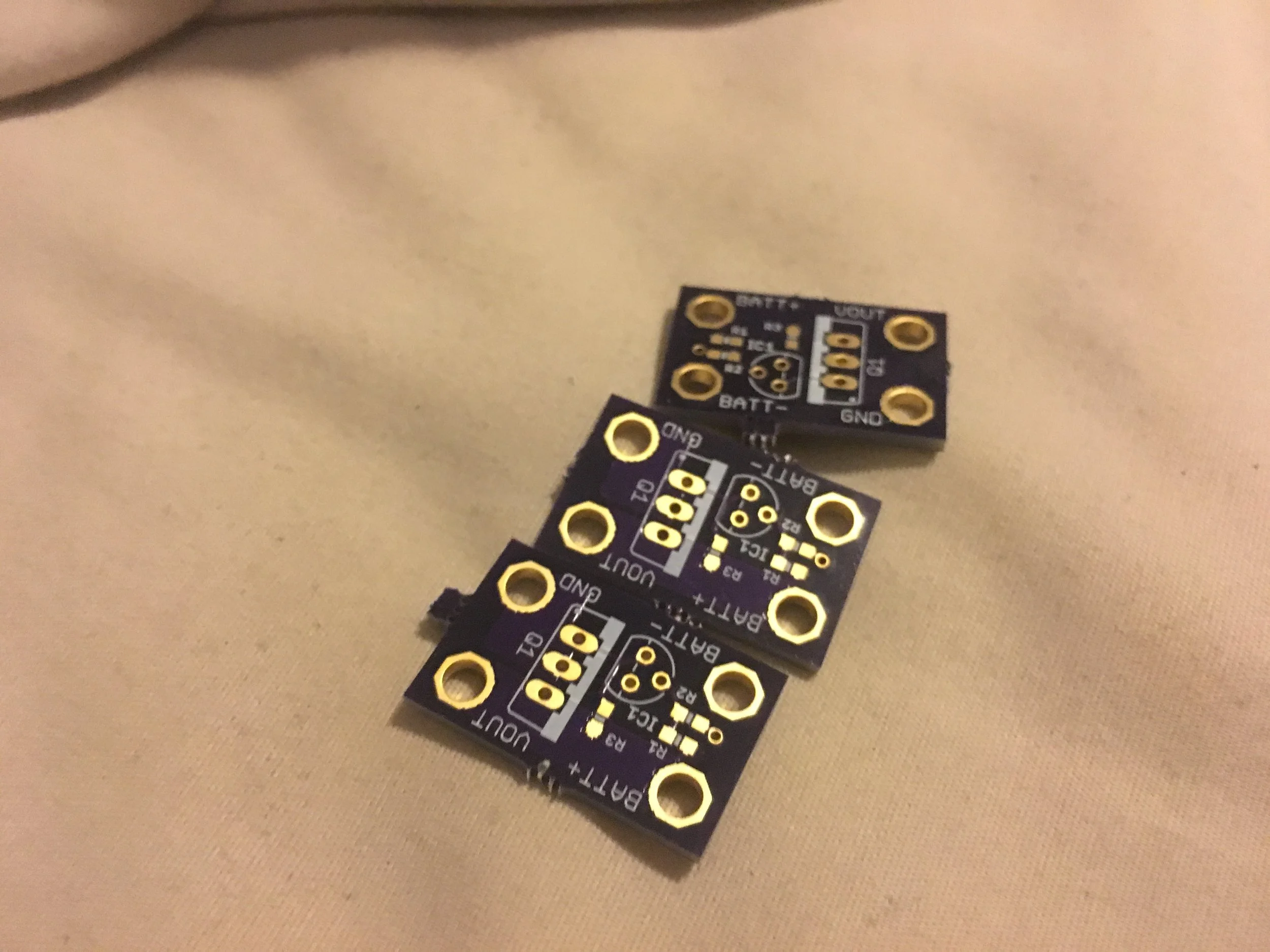 Along with the prototype boards I also designed and ordered these little guys. It's a low voltage cutoff circuit to protect my LiPo batteries from draining too far. If the batteries ever drop below 3.0V per cell they can be permanently damaged and never hold a charge again.