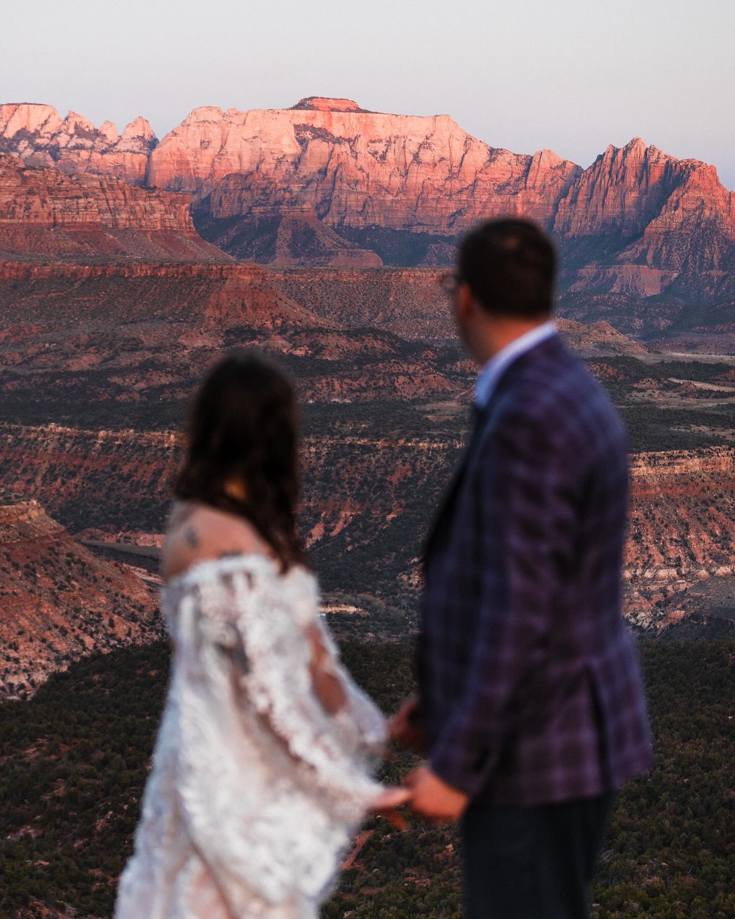 Dakota and Rachel kicked off their wedding week by exploring one of our favorite spots in Zion. They wanted somewhere private to exchange vows, and a first look before becoming husband and wife.

As we drove up the winding dirt road to this vista, th