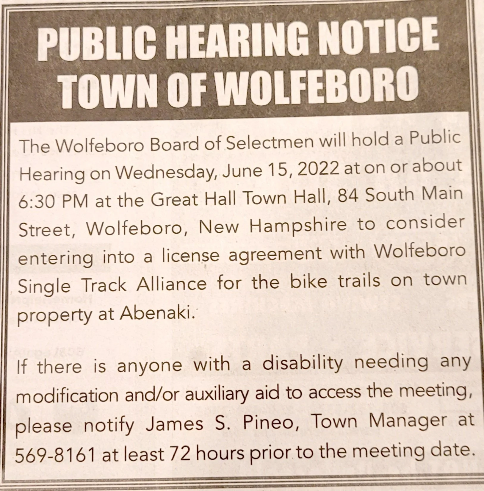 Public Hearing for Abenaki Trails!!