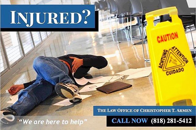 Injured? Call 818-281-5412 anytime for affordable, quality legal services with The Law Office of Christopher T. Armen. Your first meeting with Mr. Armen is free and we will lay out your options for you. 
#lawyer #woodlandhills #glendale #losangeles #