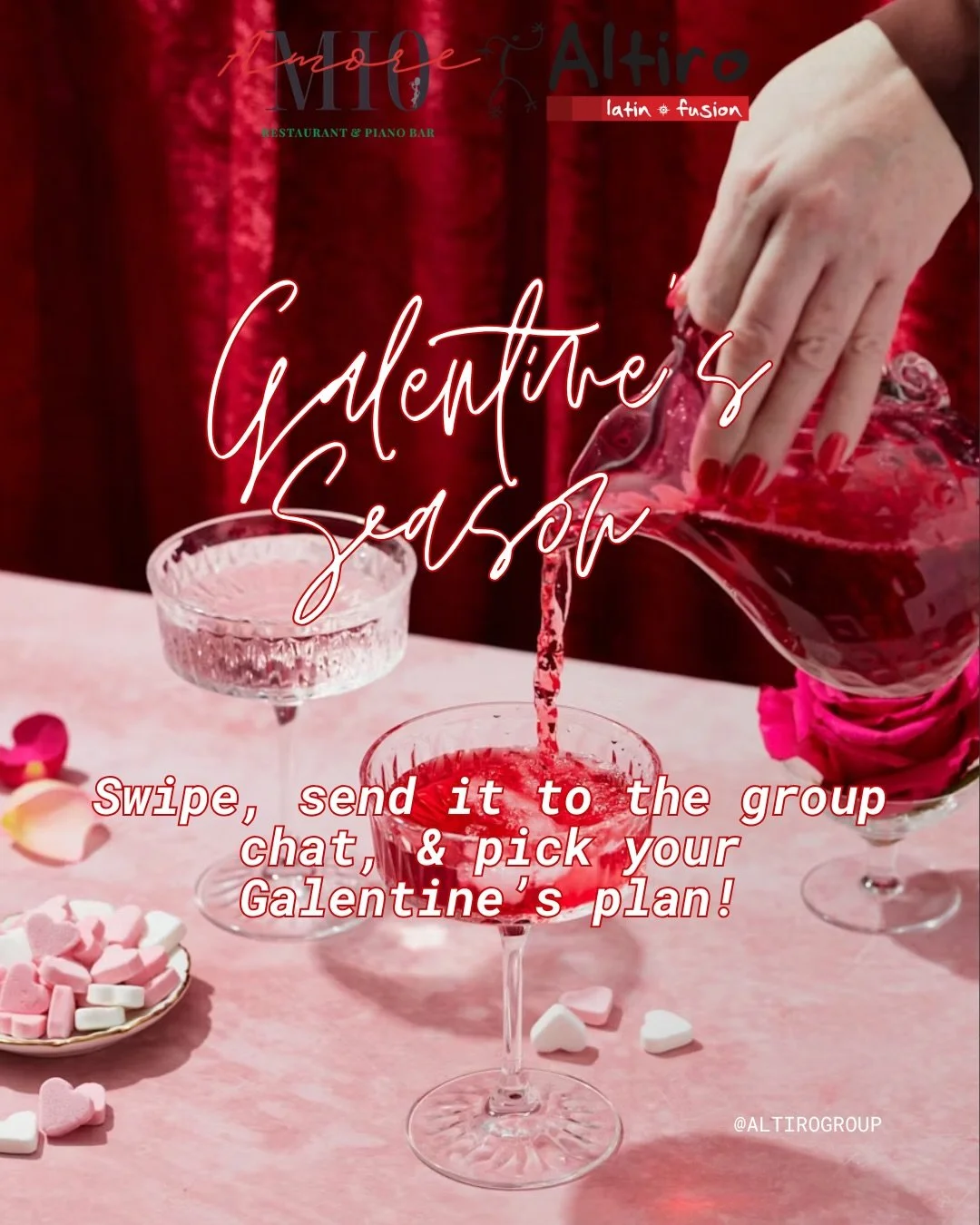 Galentine&rsquo;s Season at Altiro 💘
Three events. Three vibes. Endless bestie moments. ✨
Brunch, PJs, cocktails, charms &mdash; pick your fave and grab your tickets! 🎟️💕 

#galentinesbrunch #galentinesevent #aurorail #altirogroup #