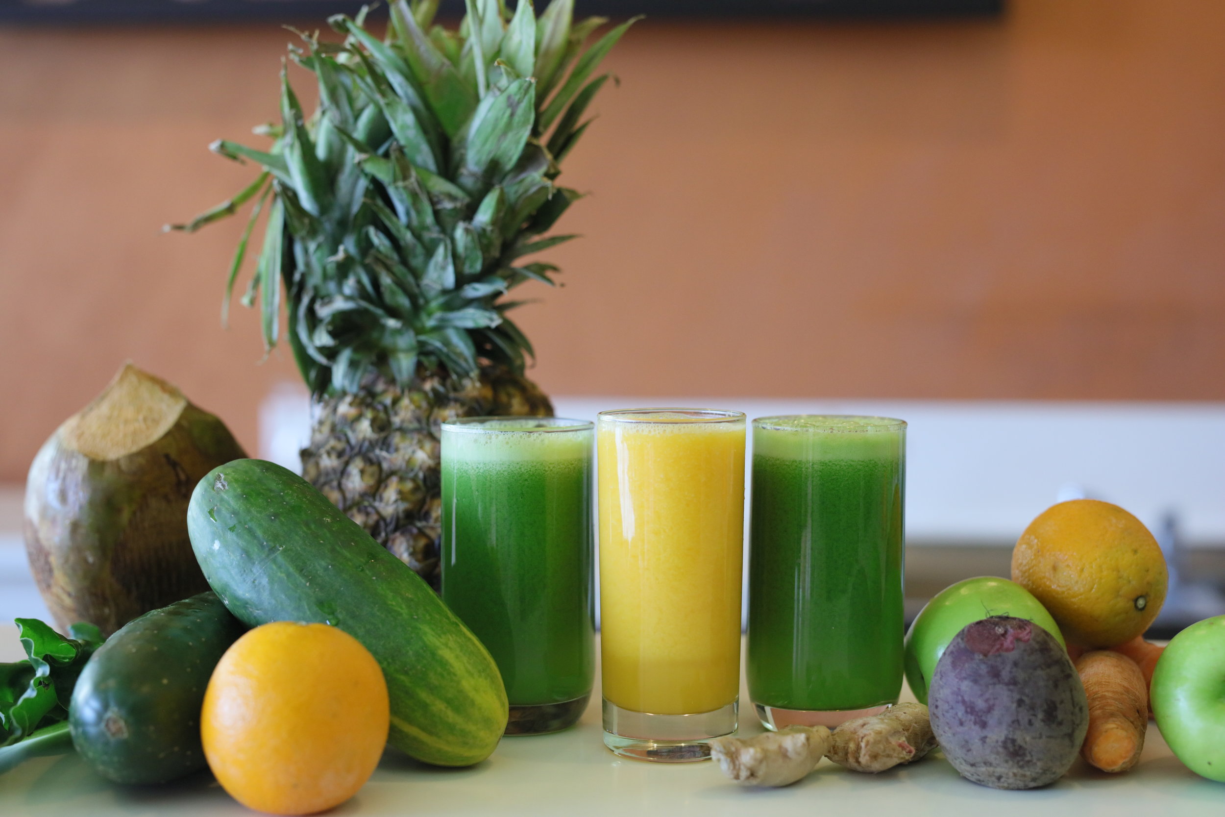 A variety of superfood juices and smoothies to pair perfectly with your yoga practice