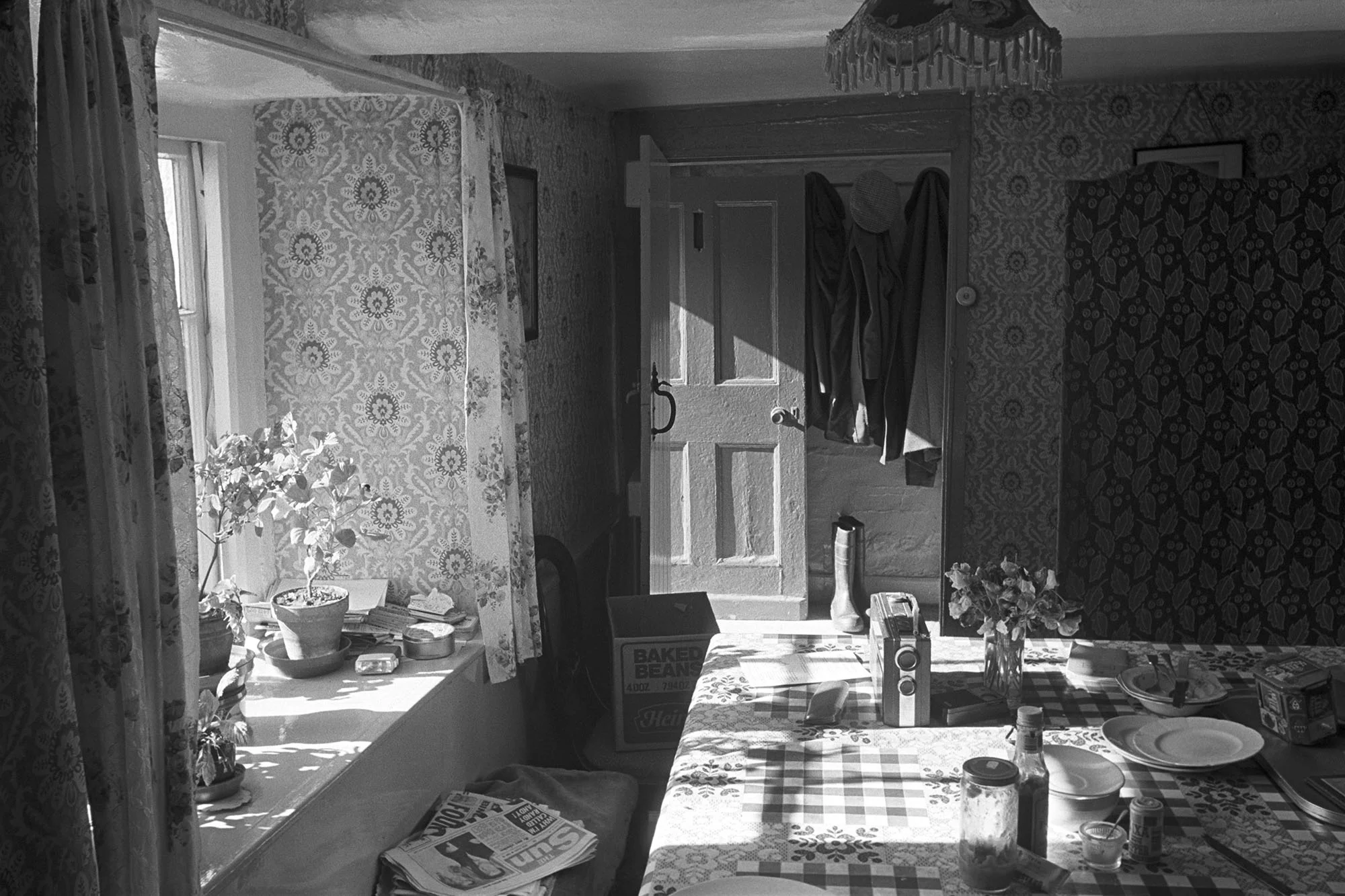 Cottage kitchen in sunlight, Mariansleigh, 1985