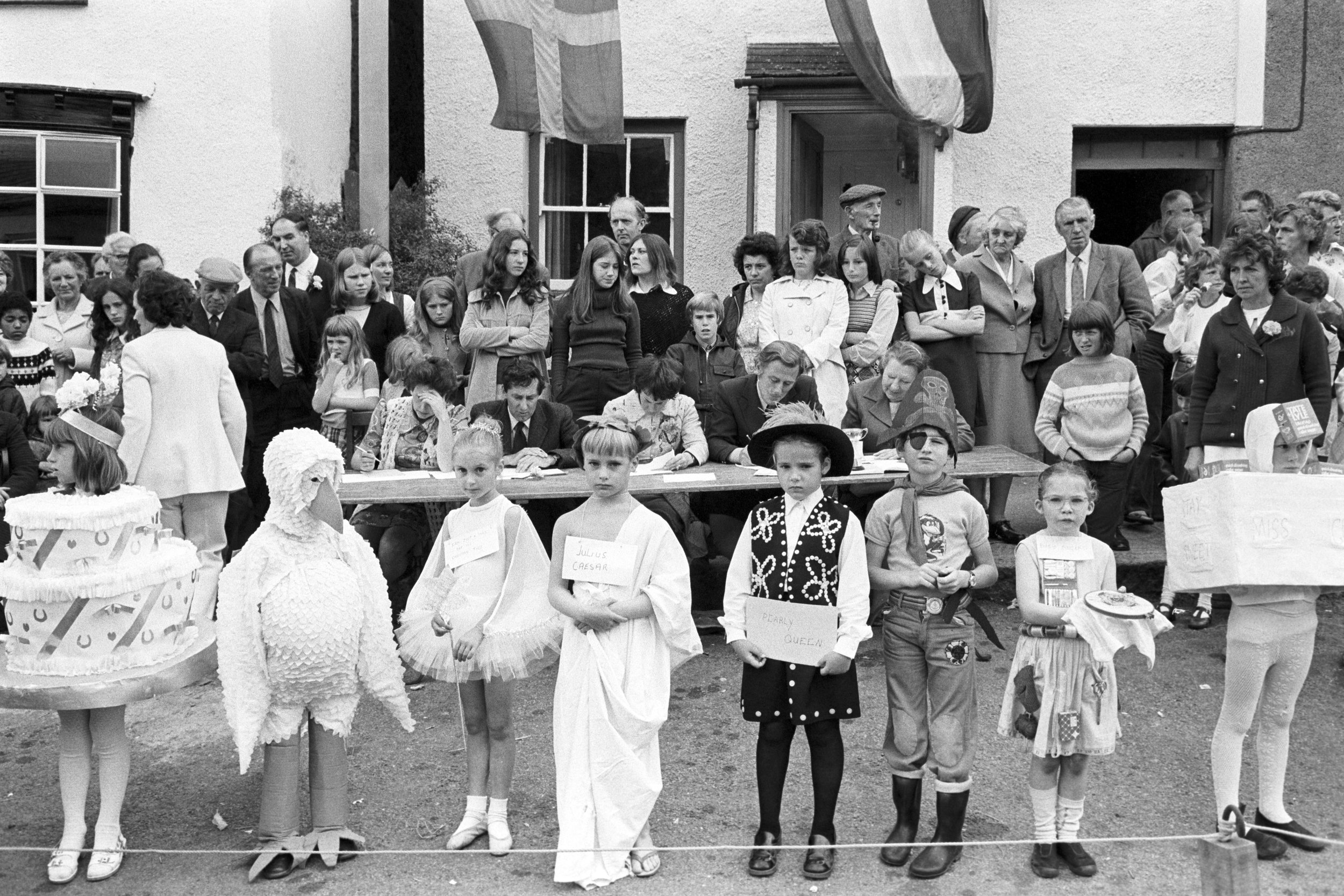 Fancy dress parade at village fair, Winkleigh, 20 July 1974