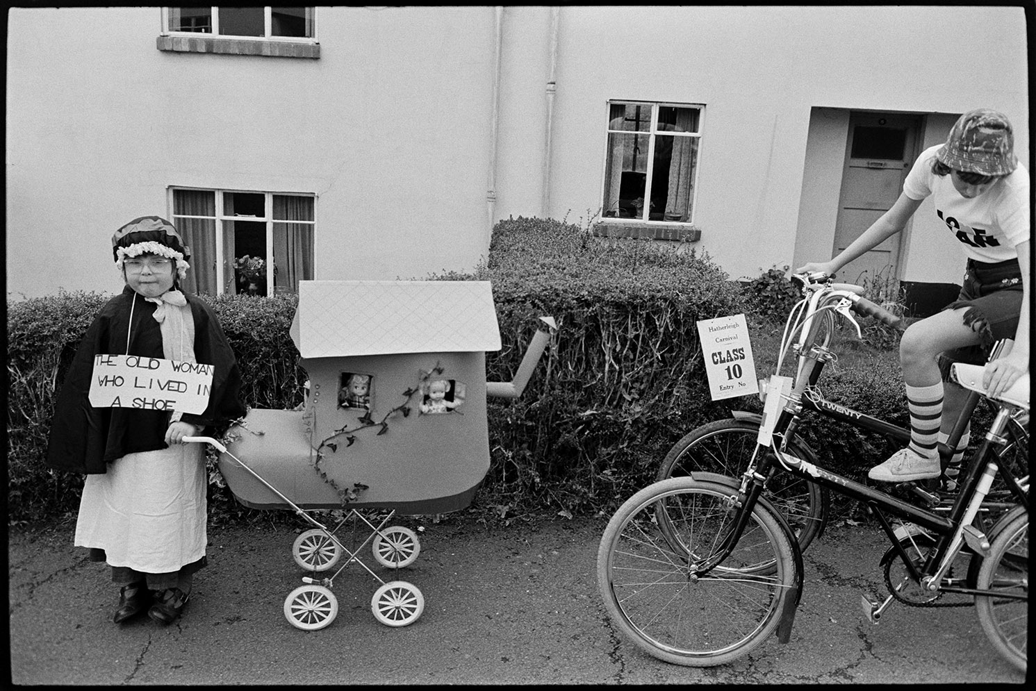 Two entrants to fancy dress competition, Hatherleigh, November 1975