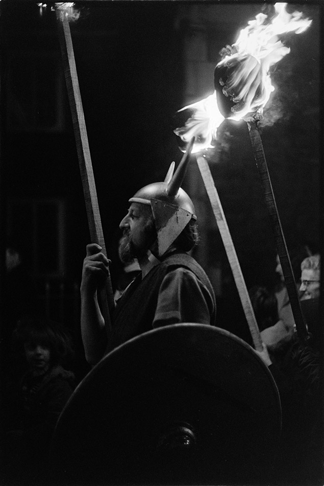 Viking torch bearer, Torrington Fair, 2 November 1974