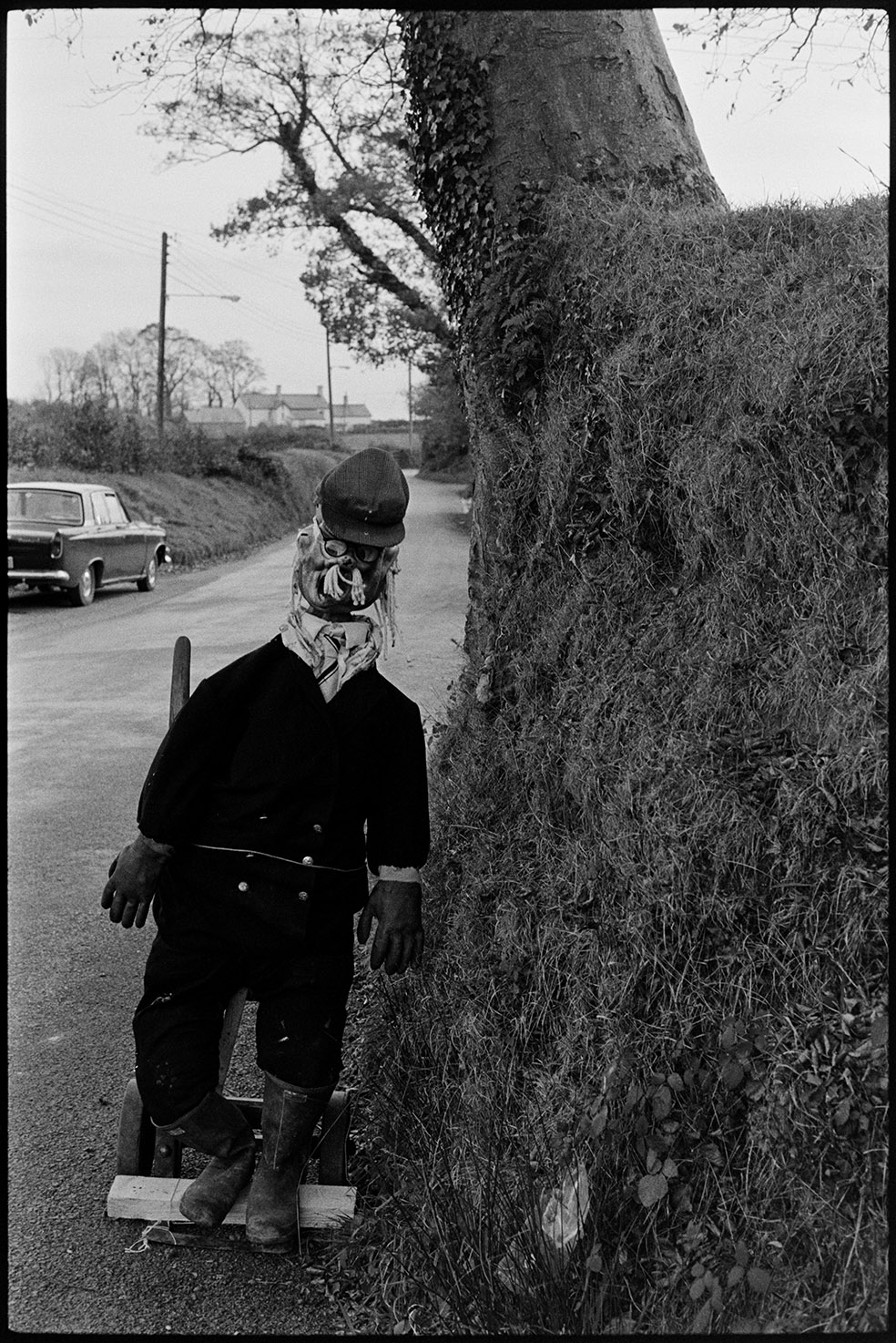 Guy in village street - Guy Fawkes, Ashreigney, October 1975