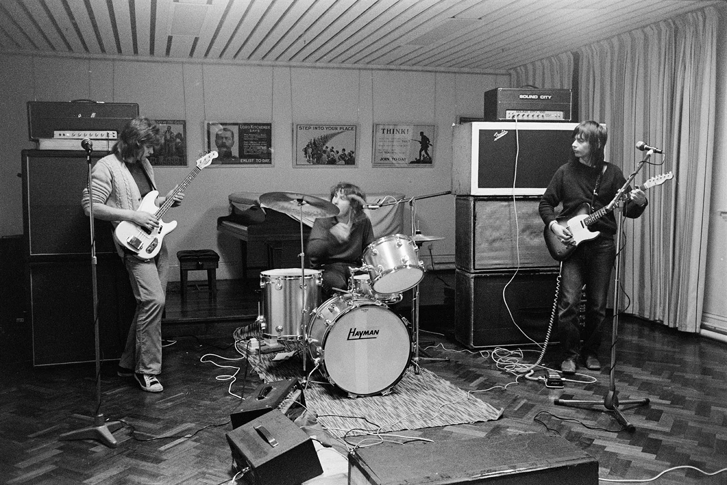 Band practising in hall. Documentary photograph by Roger Deakins for the Beaford Archive © Beaford Arts