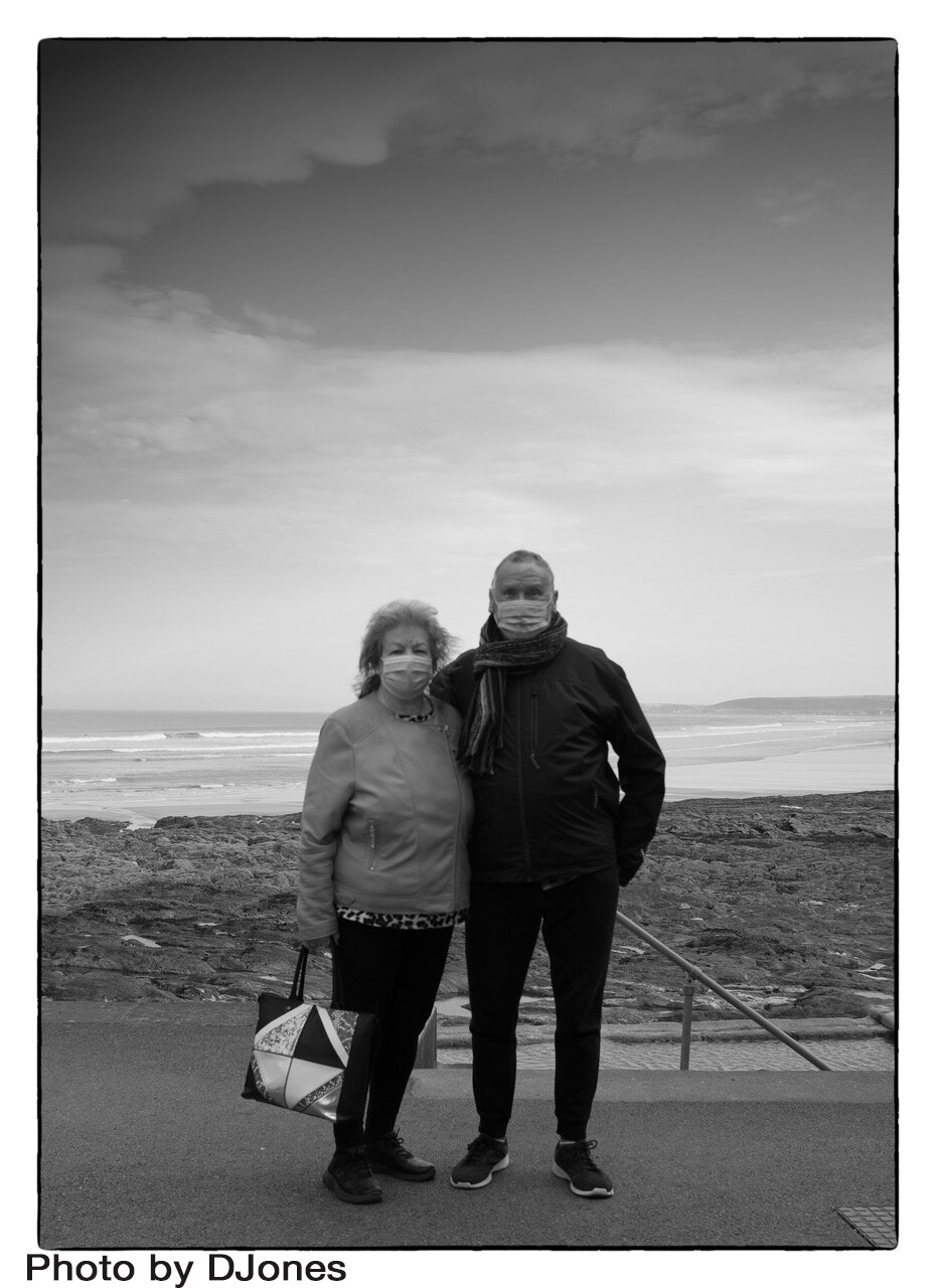 Love on the Rocks, old couple out for their daily walk Westward Ho! 210420 DJones.jpg