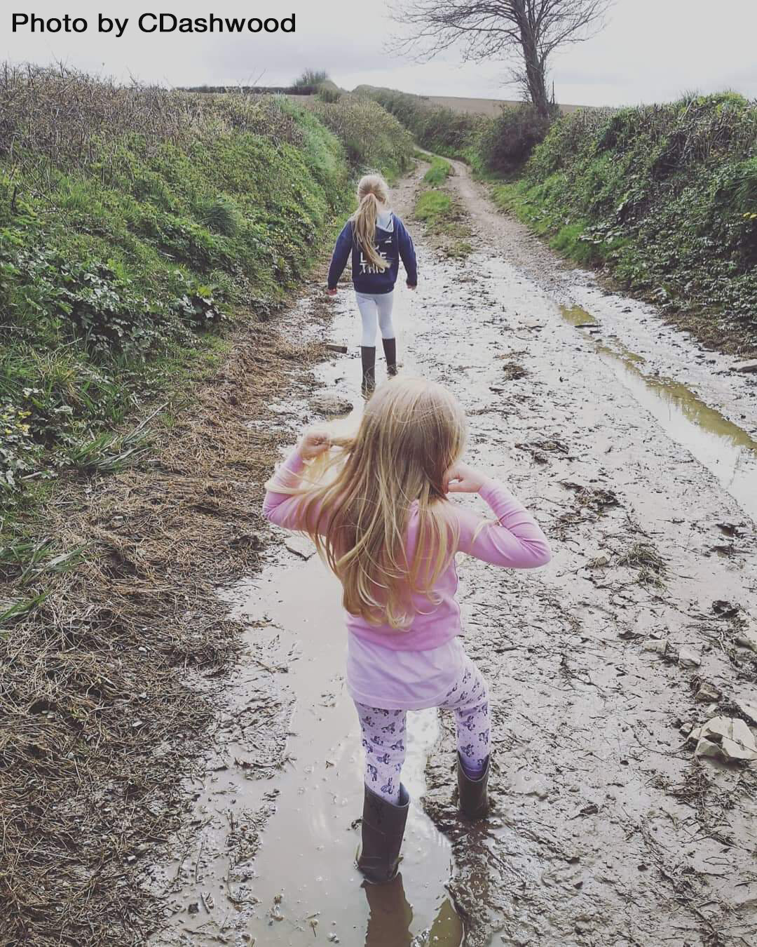 CDashwood Sisters jumping in muddy puddles, Bishops Tawton, 26032020.jpg