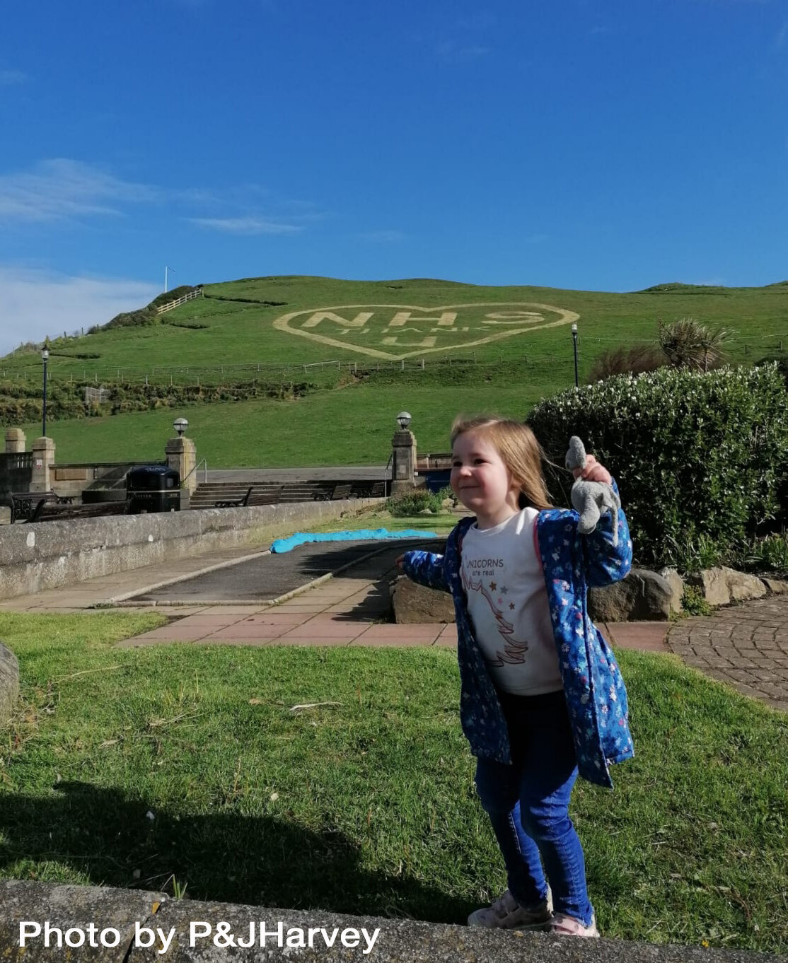 P&JHarvey Granddaughter in front of NHS on Capstone Gill Ilfracombe 010520.jpg