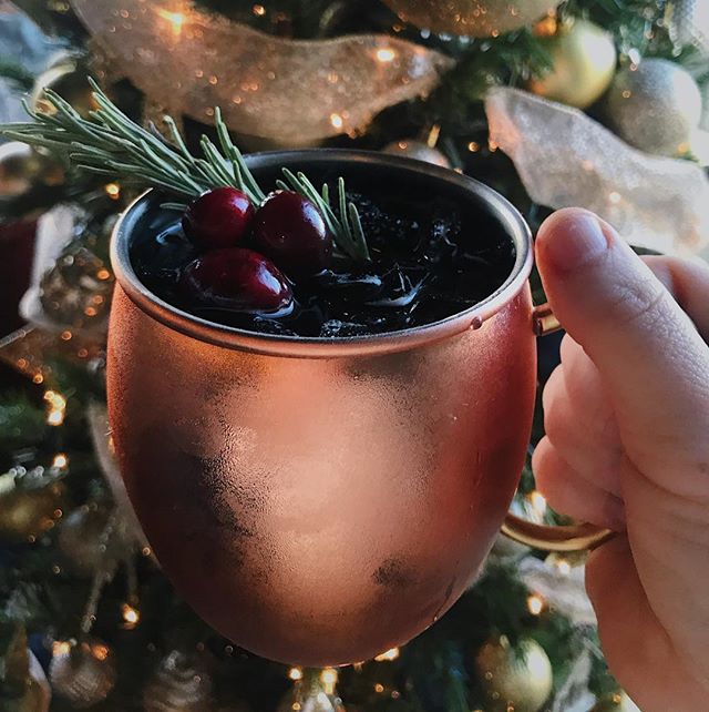 Introducing the first of our seasonal specialty drinks. The Cranberries; this holiday inspired drink features grenadine, cranberry juice, cold brew and root beer and served in a copper mug and garnished with real cranberries and a rosemary sprig. .
.