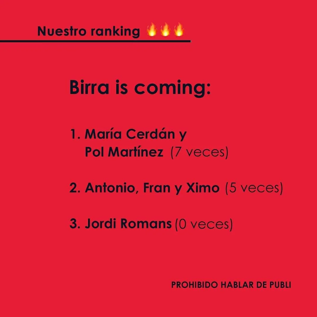 Prohibido hablar de publi, publi, publi, publi y publi. Podr&iacute;a ser la letra de una
canci&oacute;n de trap pero lamentablemente les toca pagarnos la birra. Encantadas de ser
invitadas :) @tonimurzy @frangonzalez181 y @ximo007