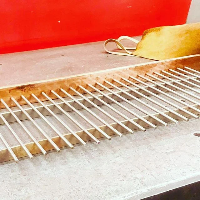 Setting up for some very specifically made stainless grilling grates... &ldquo;All I ask for is perfection, every time....that&rsquo;s not that much to ask, is it?&rdquo; @publicostl @halfandhalfstl 
#henleyforge #jensenfab #metalfab #design #wood #f