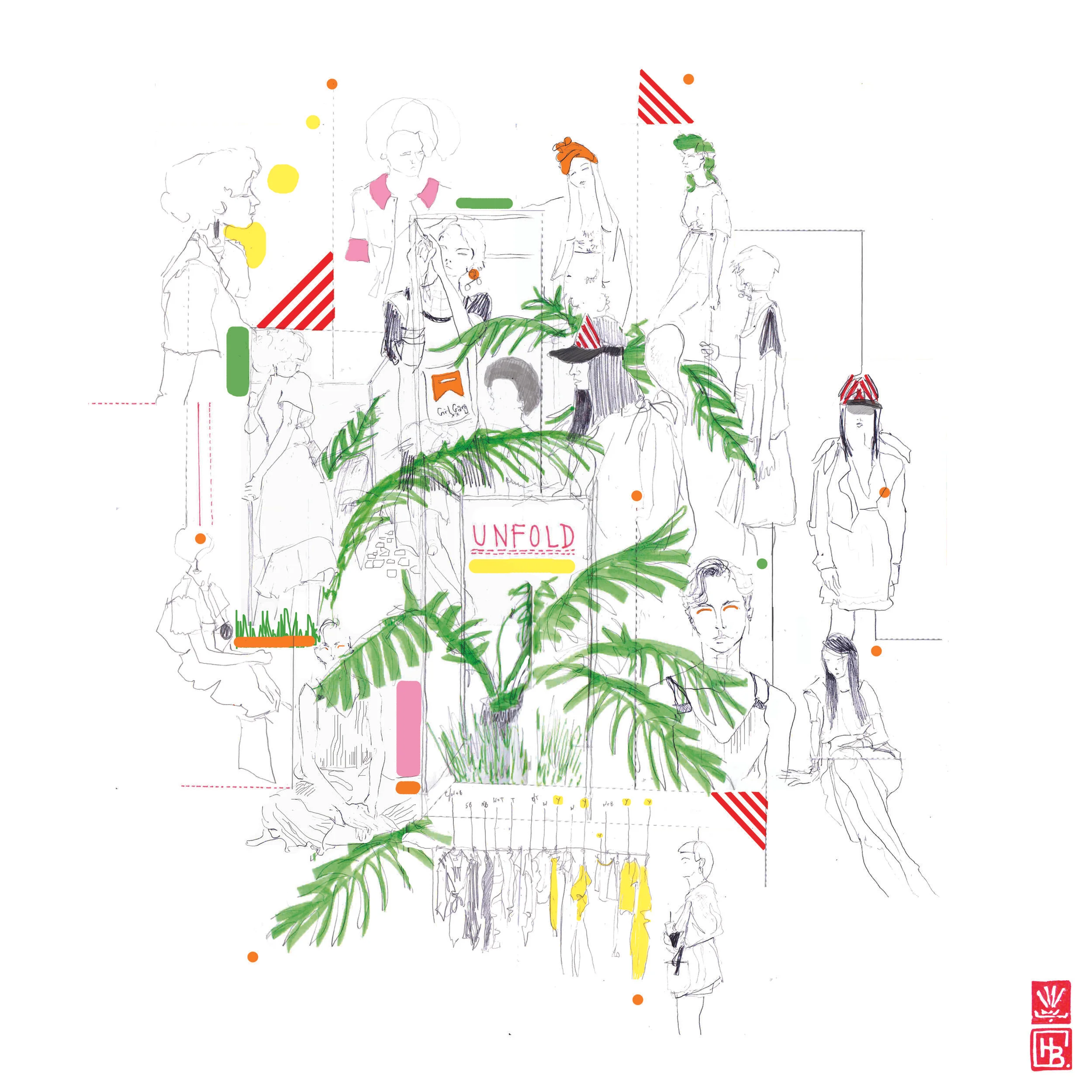 Unfold, 2016 Live fashion illustration for UNFOLD event with We Are Islanders at the ICA, London