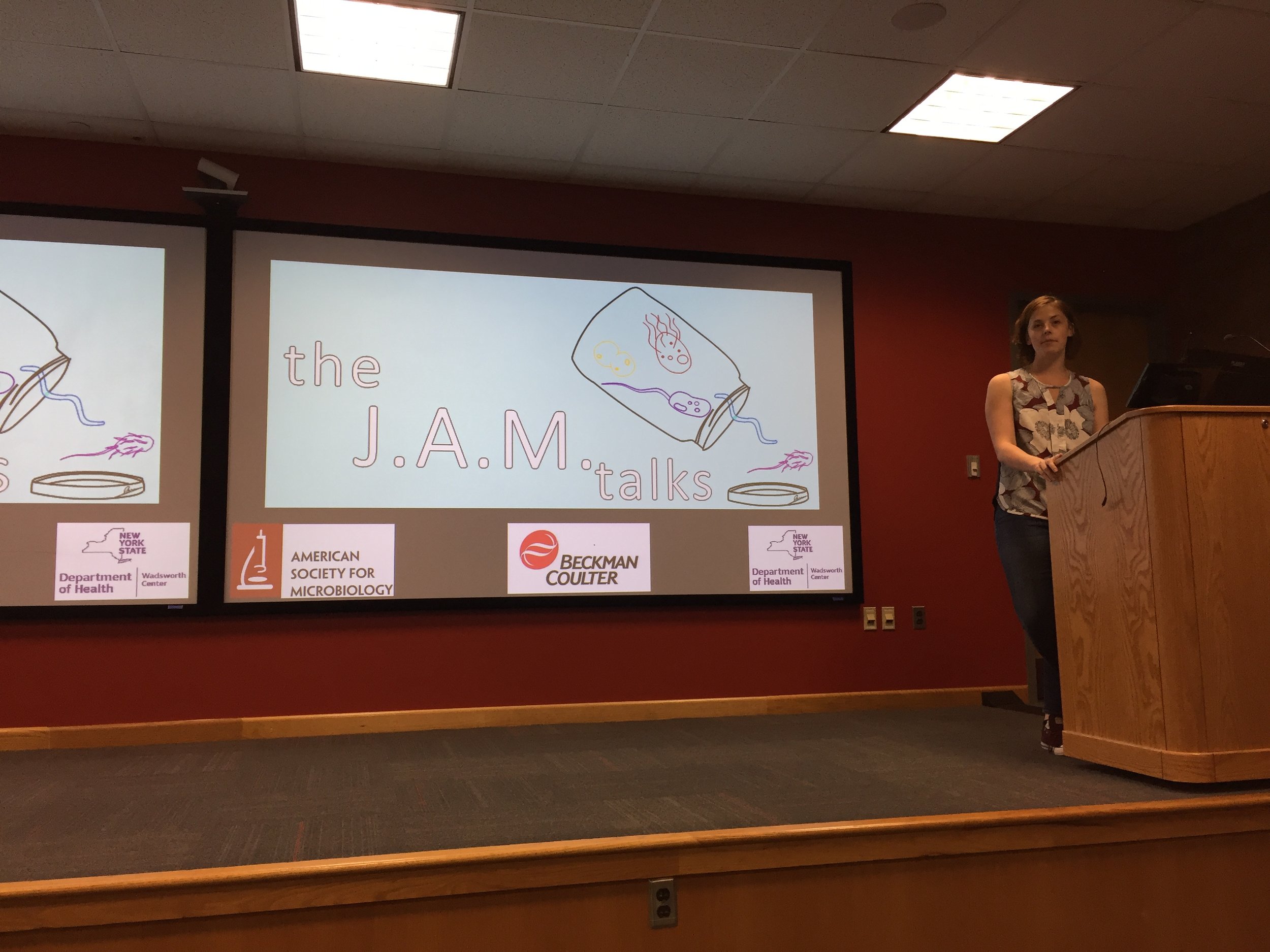 Danielle Baranova, President of the ASM Student Chapter for Eastern NY, introduced the speakers!