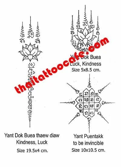 #8 Yant Dok Bua Taew Diao | #9 Yant Bua Ban | #10 Yant Puen Taek
