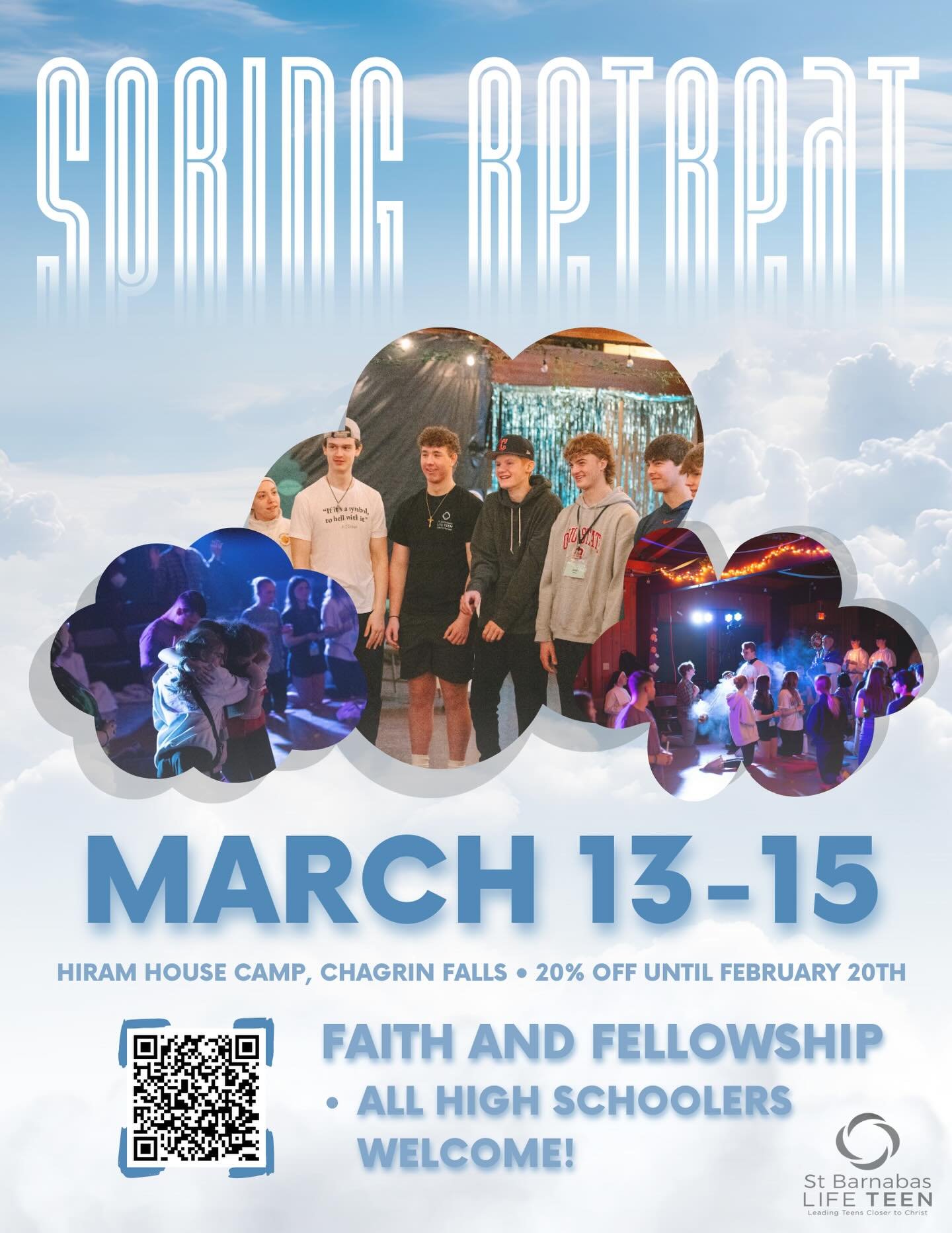 It&rsquo;s that time again! Join us March 13-15 for an incredible weekend of faith and fun. Sign up using the QR code or the link in our instagram bio! Hope to see you there!🙌☁️